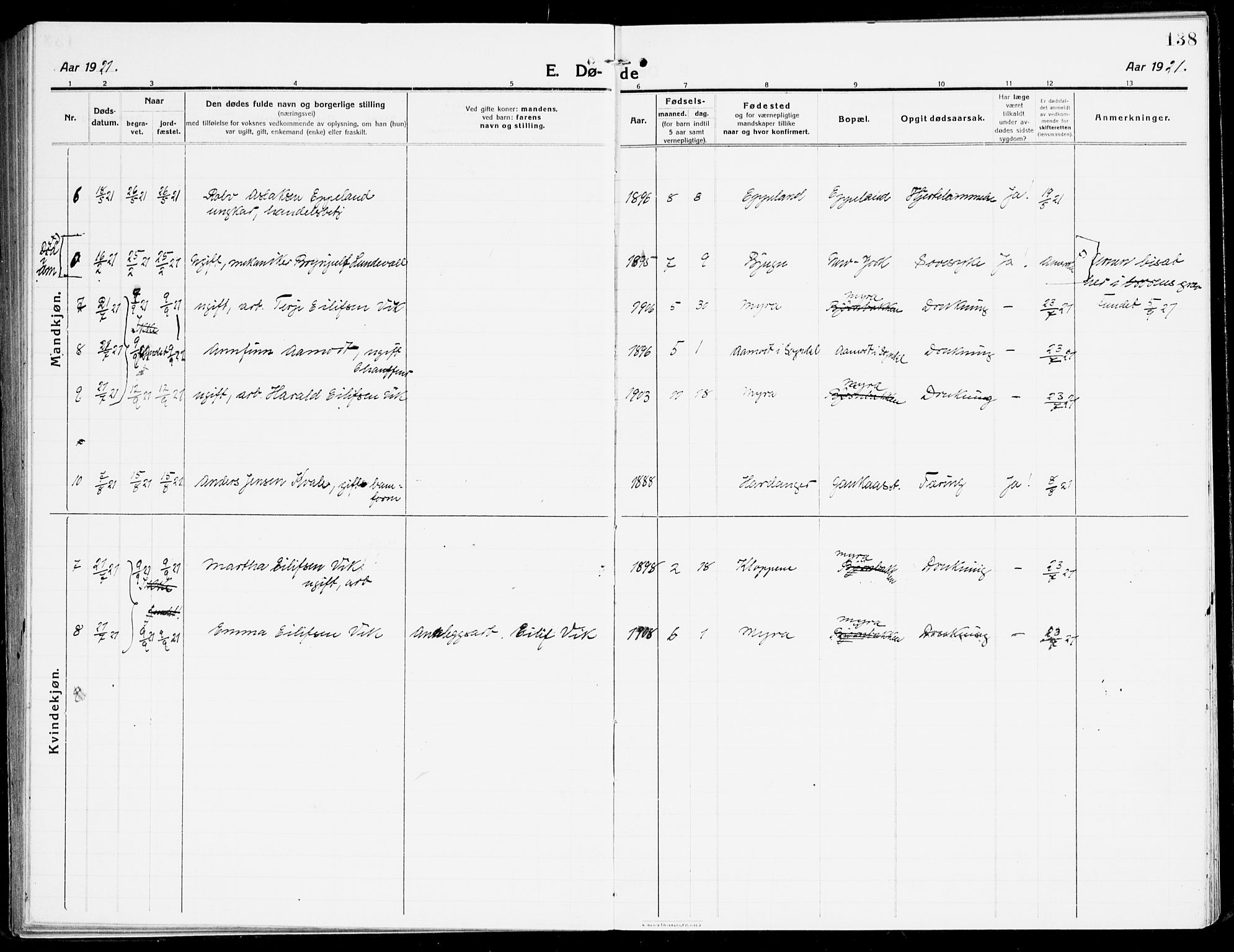 Åmli sokneprestkontor, AV/SAK-1111-0050/F/Fa/Fac/L0013: Parish register (official) no. A 13, 1914-1933, p. 138