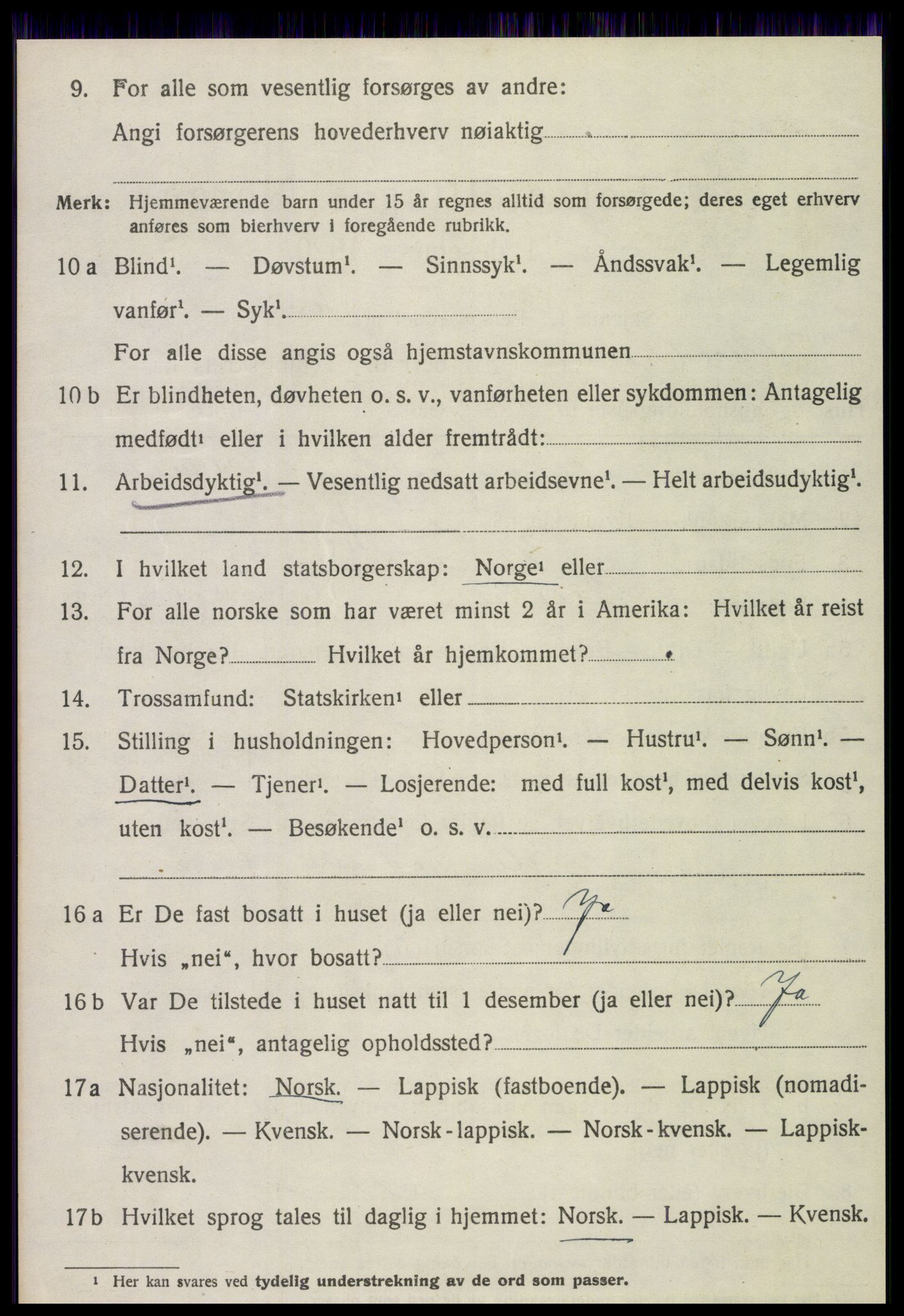 SAT, 1920 census for Overhalla, 1920, p. 5385