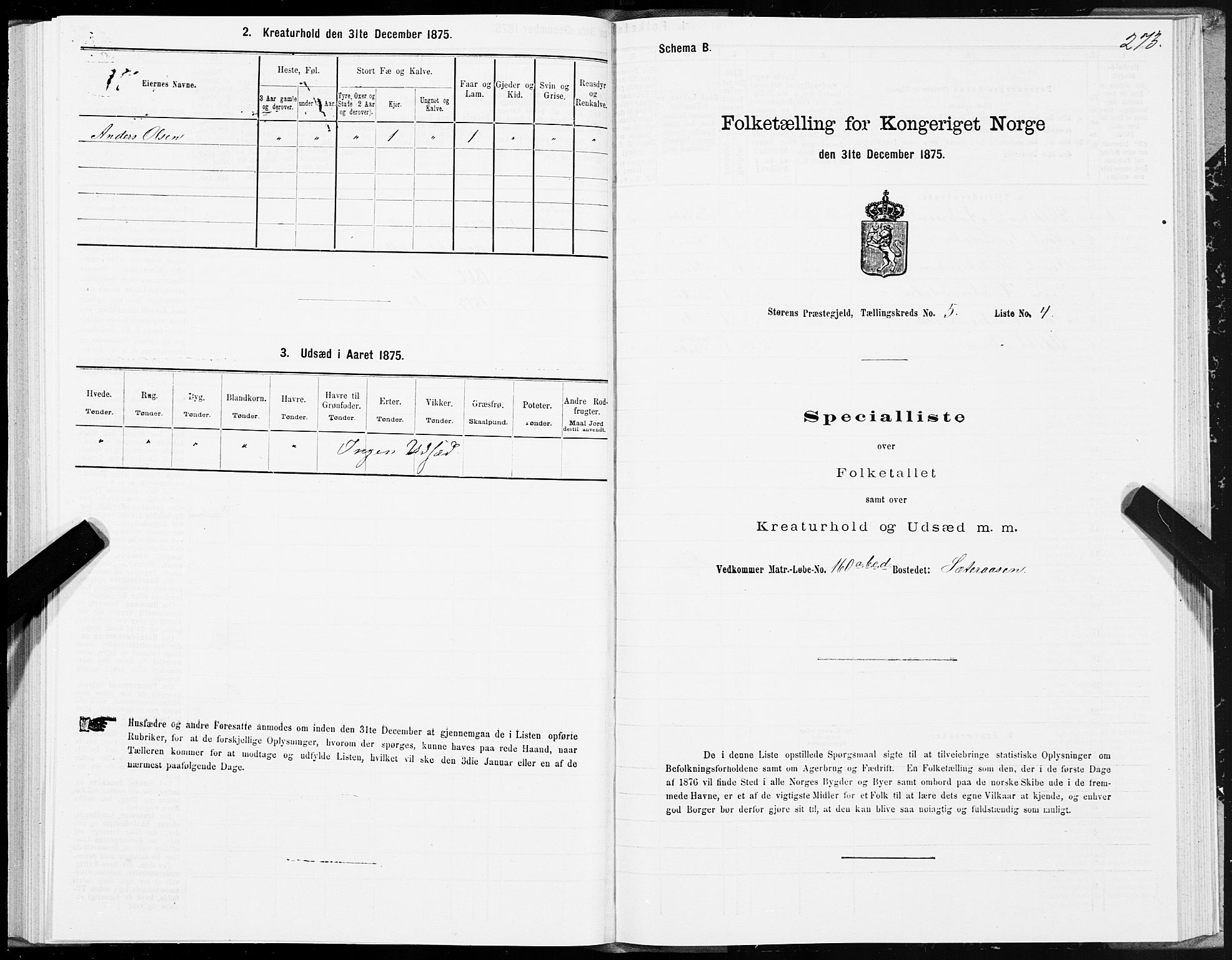 SAT, 1875 census for 1648P Støren, 1875, p. 8273