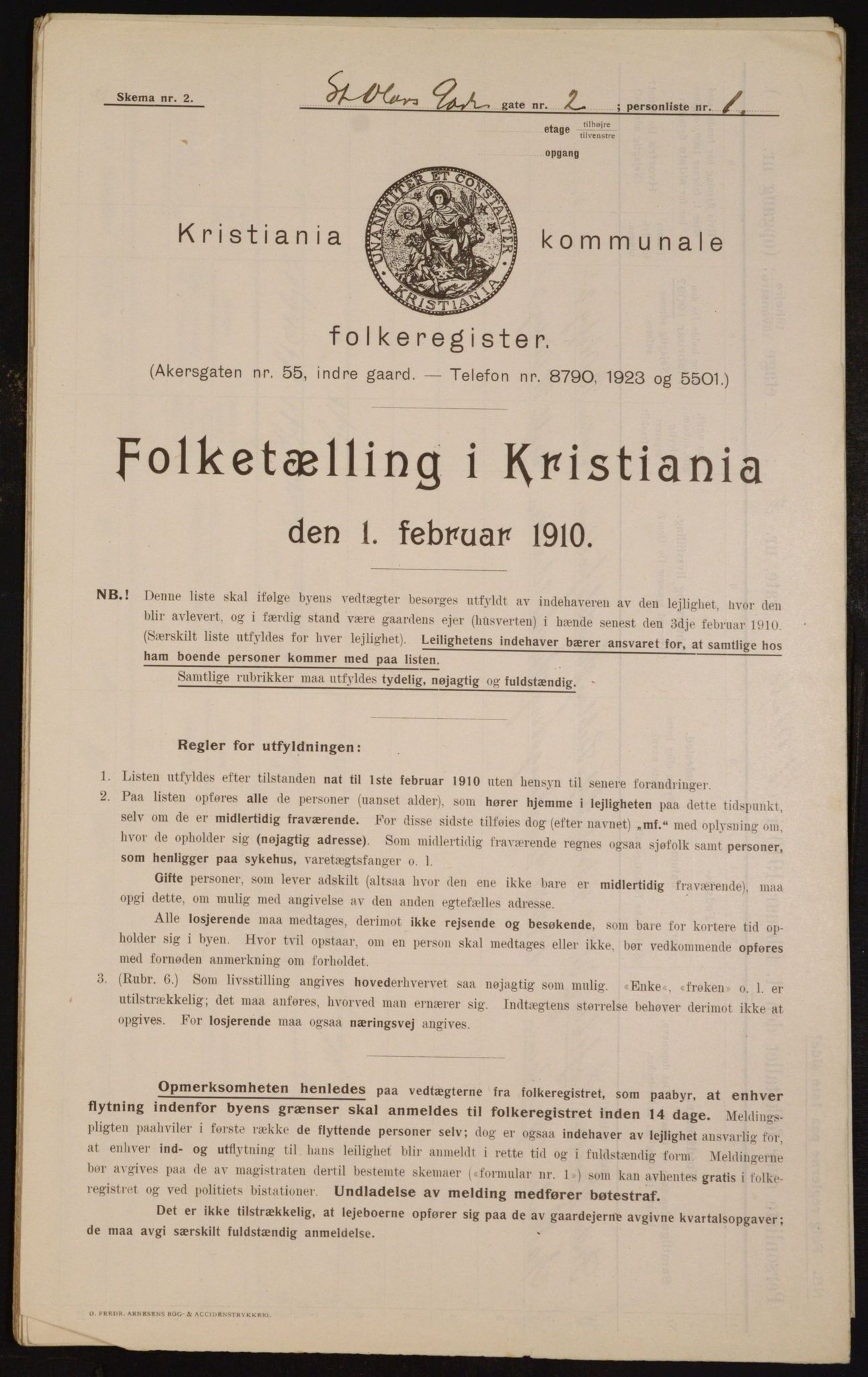 OBA, Municipal Census 1910 for Kristiania, 1910, p. 84079