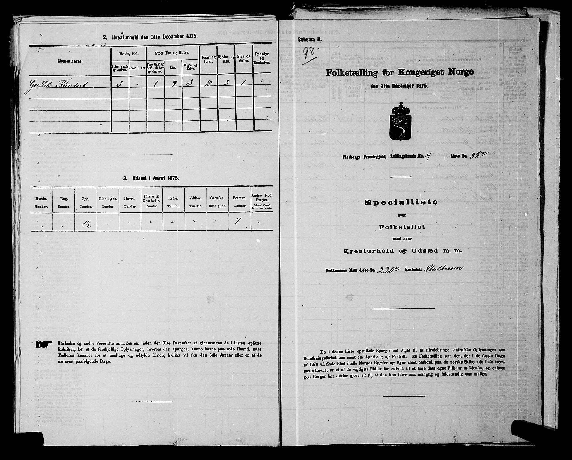 SAKO, 1875 census for 0631P Flesberg, 1875, p. 769