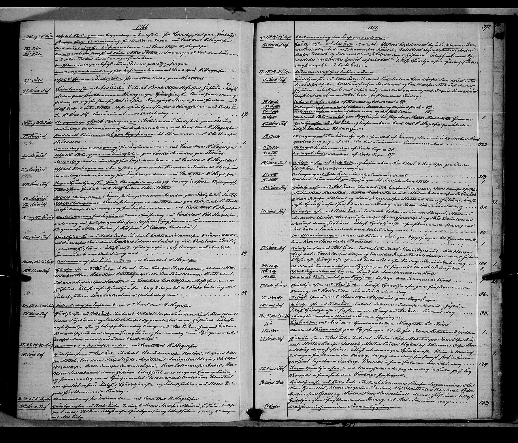 Vestre Toten prestekontor, SAH/PREST-108/H/Ha/Haa/L0007: Parish register (official) no. 7, 1862-1869, p. 372