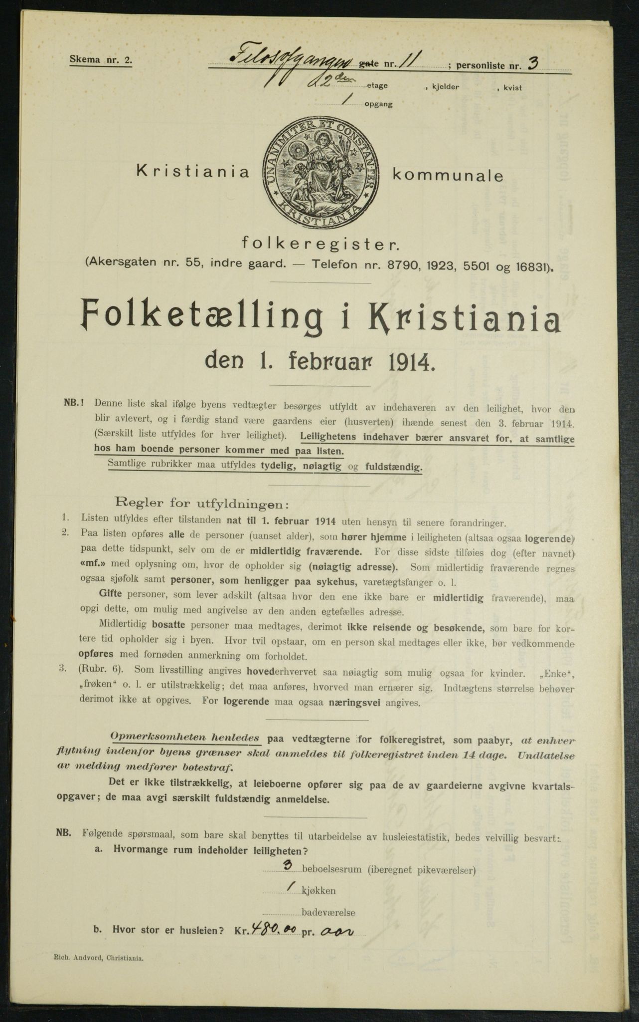 OBA, Municipal Census 1914 for Kristiania, 1914, p. 24435