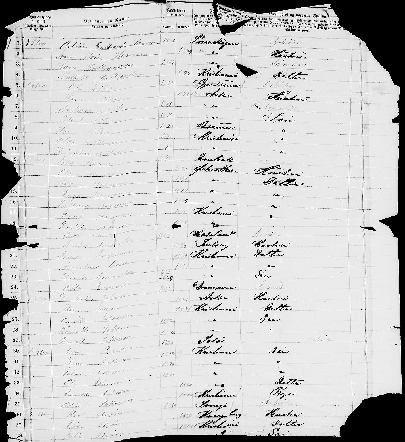 RA, 1885 census for 0301 Kristiania, 1885, p. 7940