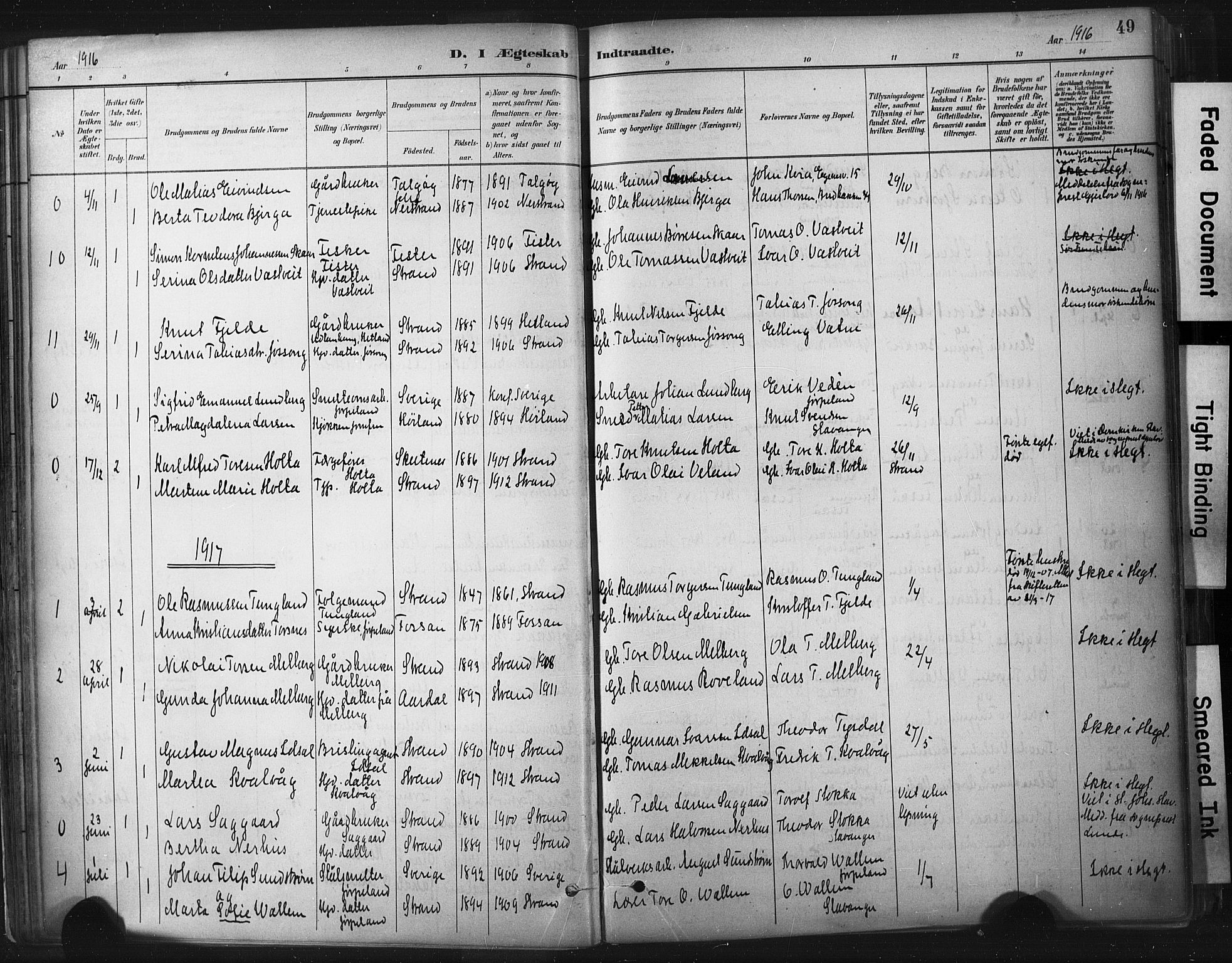 Strand sokneprestkontor, SAST/A-101828/H/Ha/Haa/L0010: Parish register (official) no. A 10, 1882-1929, p. 49