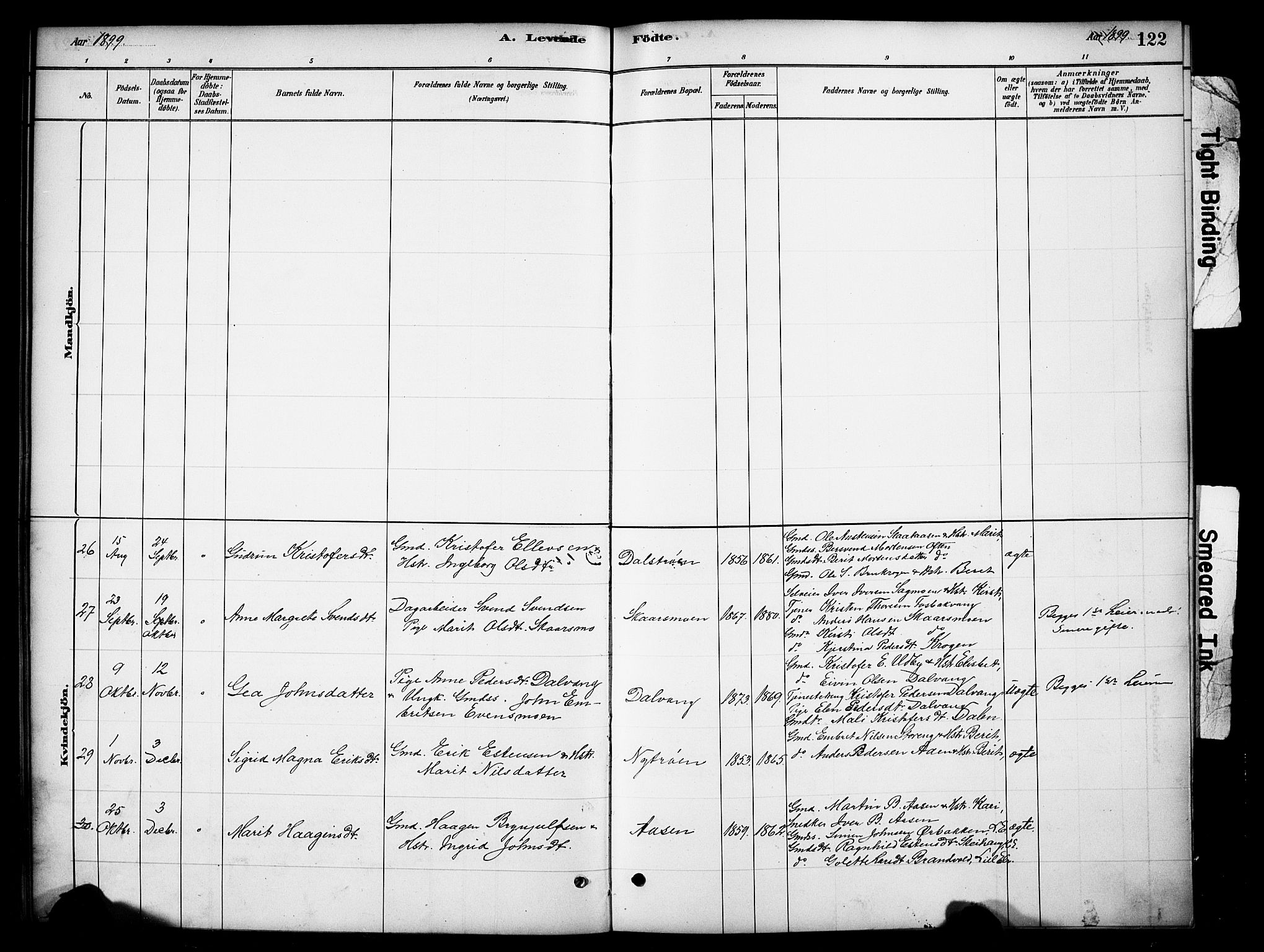 Tynset prestekontor, SAH/PREST-058/H/Ha/Hab/L0006: Parish register (copy) no. 6, 1880-1899, p. 122