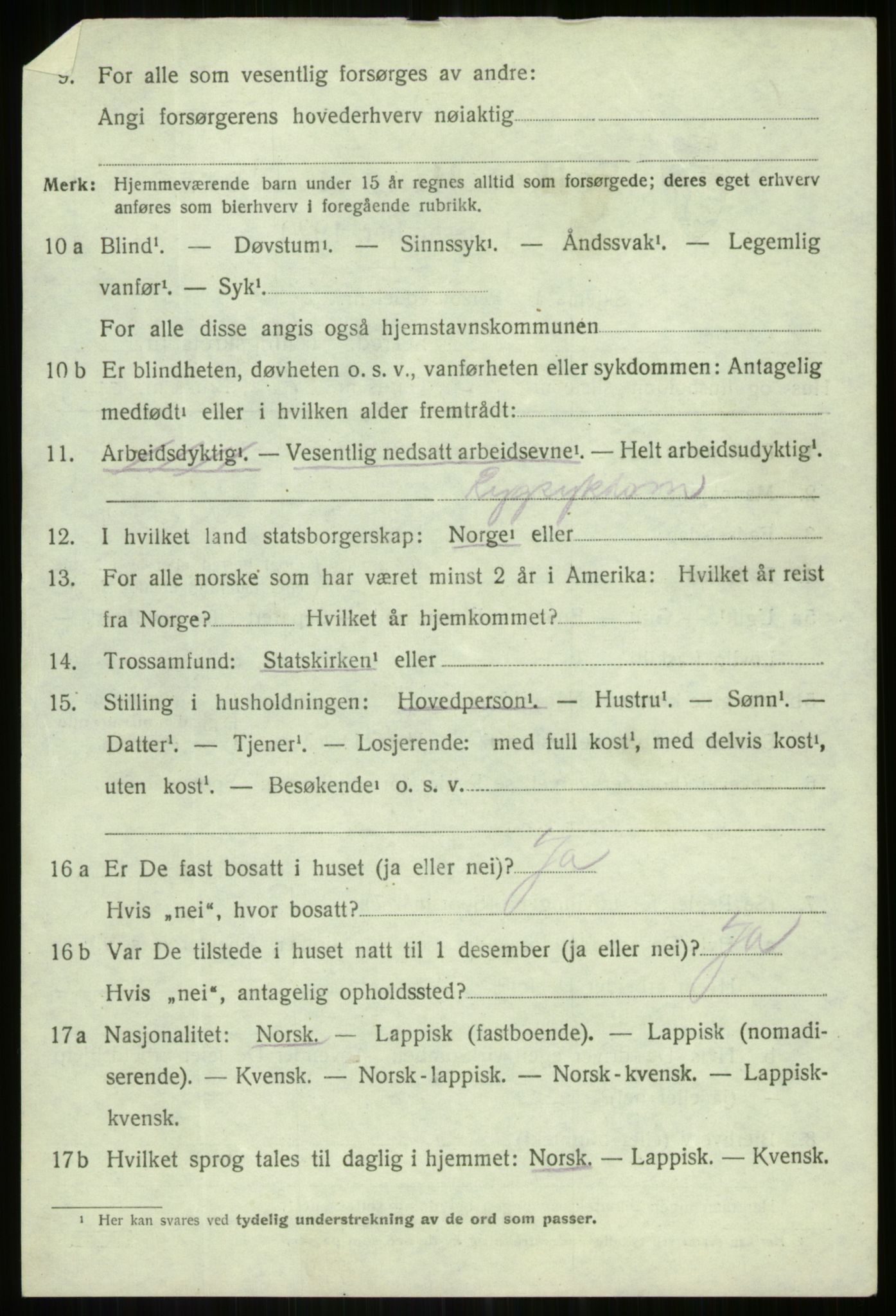 SATØ, 1920 census for Lenvik, 1920, p. 3087