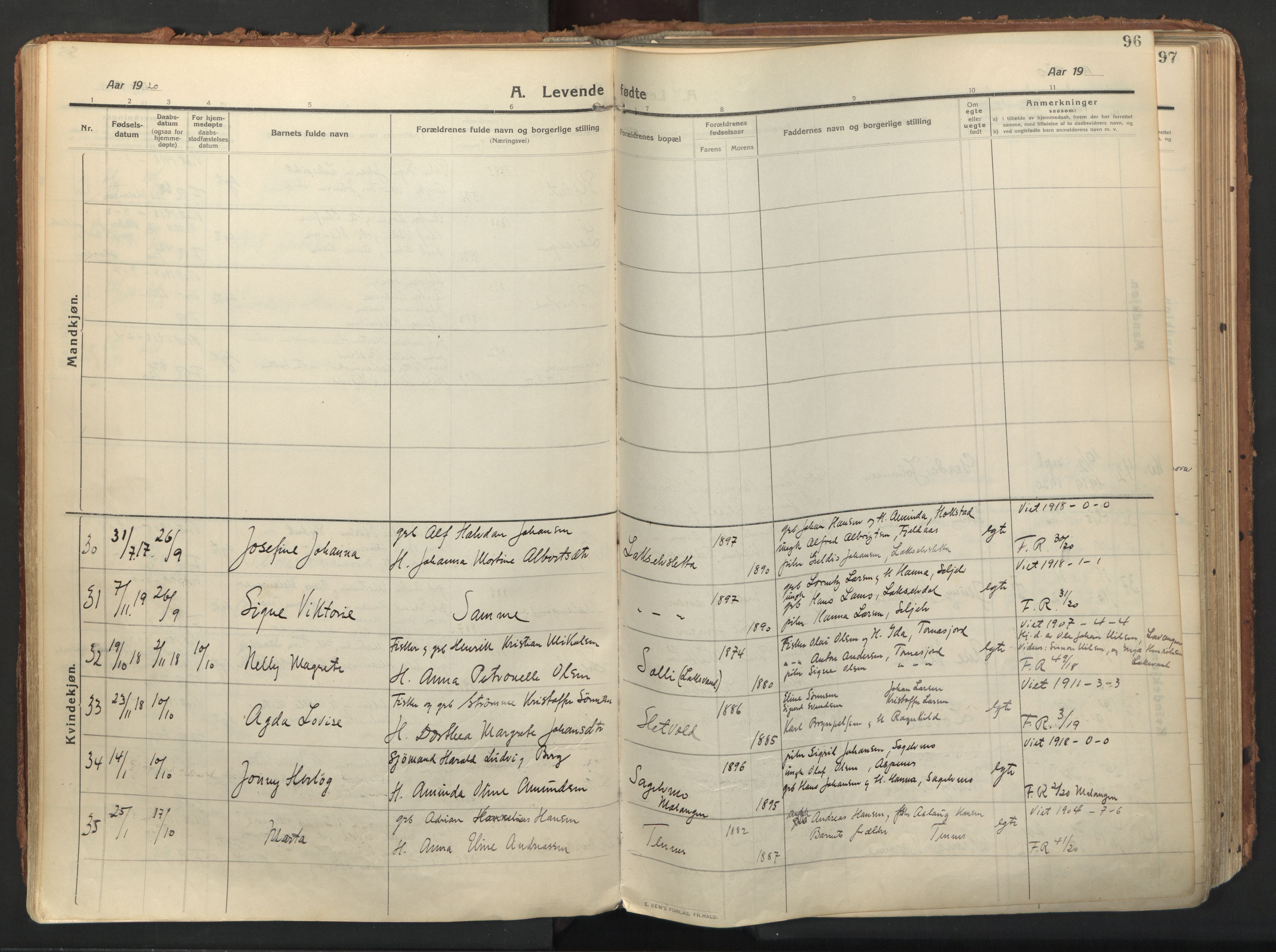 Balsfjord sokneprestembete, AV/SATØ-S-1303/G/Gaa/L0009kirke: Parish register (official) no. 9, 1909-1921, p. 96