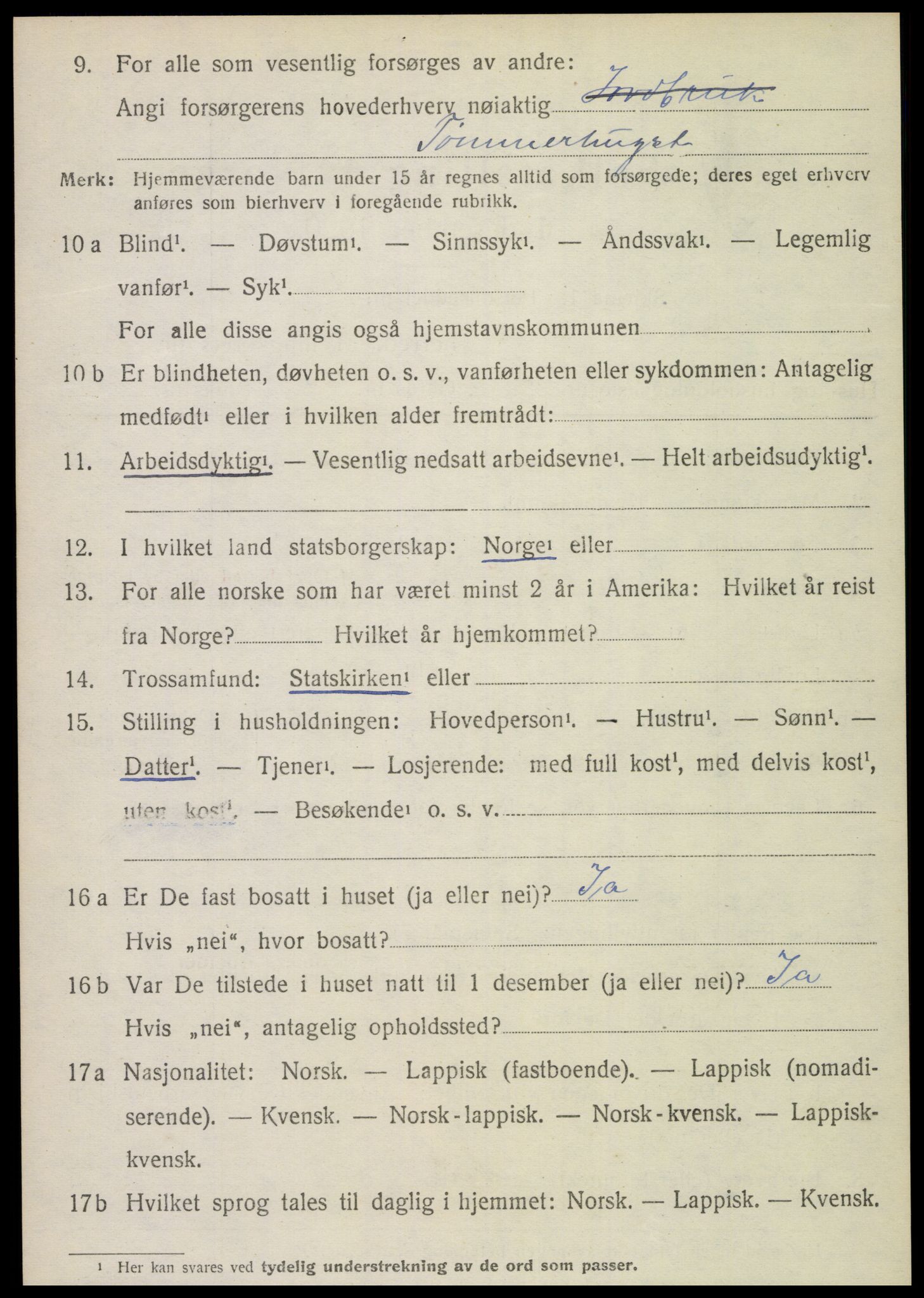 SAT, 1920 census for Kolvereid, 1920, p. 5116
