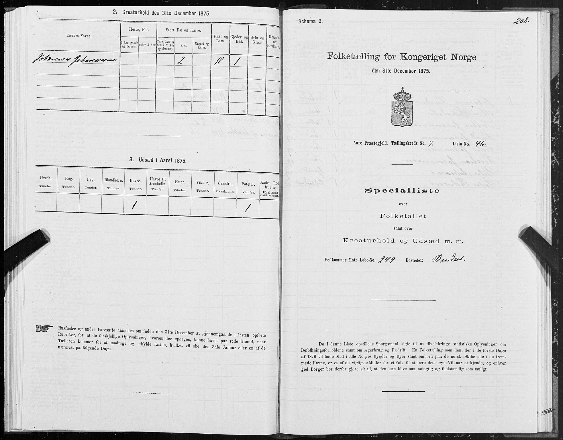 SAT, 1875 census for 1569P Aure, 1875, p. 5208