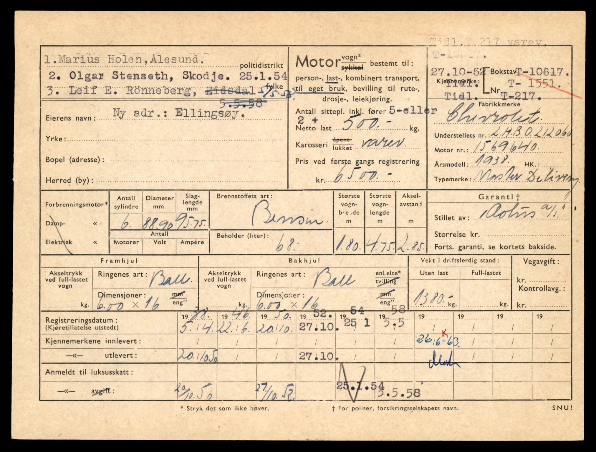 Møre og Romsdal vegkontor - Ålesund trafikkstasjon, AV/SAT-A-4099/F/Fe/L0022: Registreringskort for kjøretøy T 10584 - T 10694, 1927-1998, p. 1057