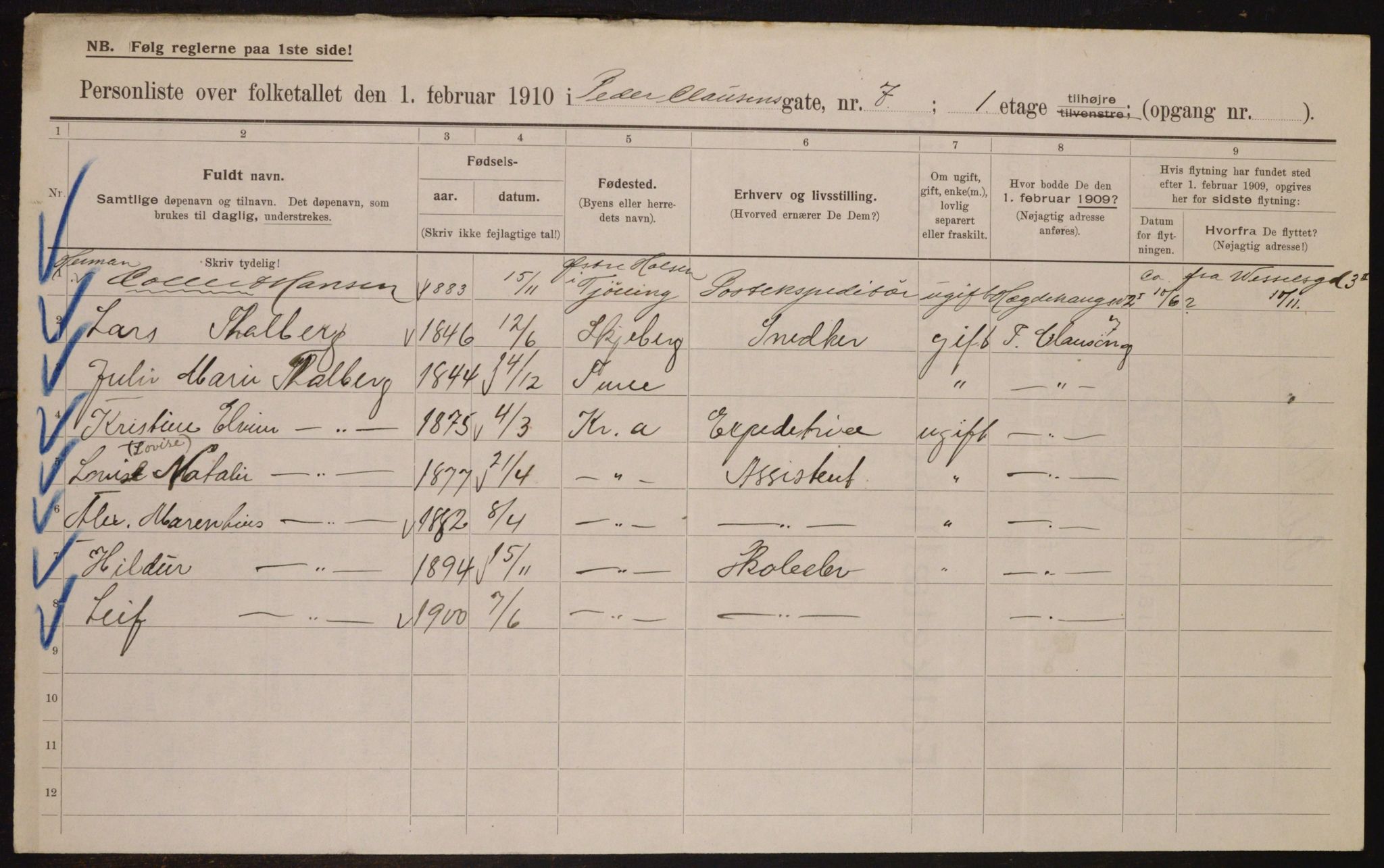 OBA, Municipal Census 1910 for Kristiania, 1910, p. 75707