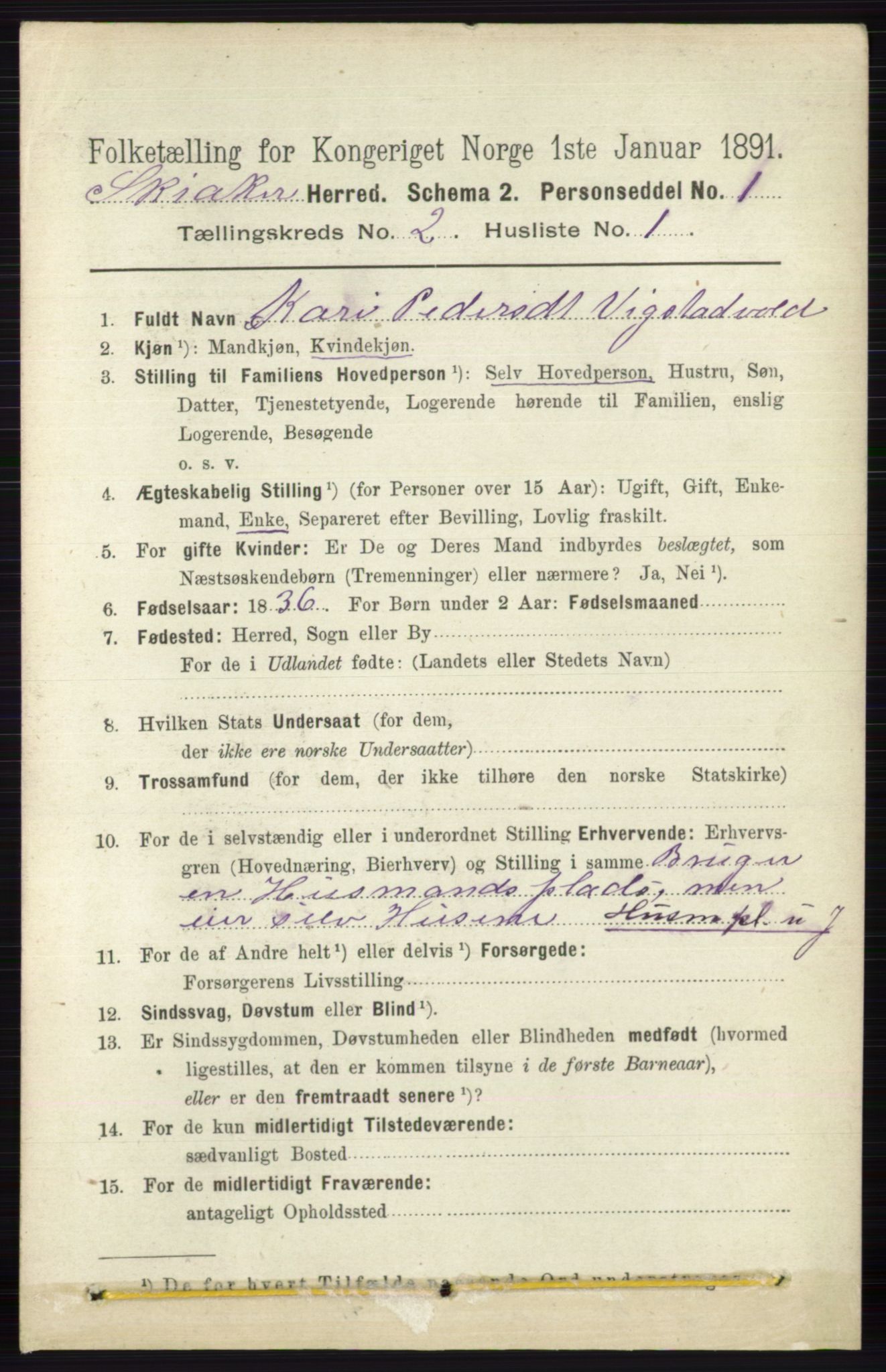 RA, 1891 census for 0513 Skjåk, 1891, p. 538