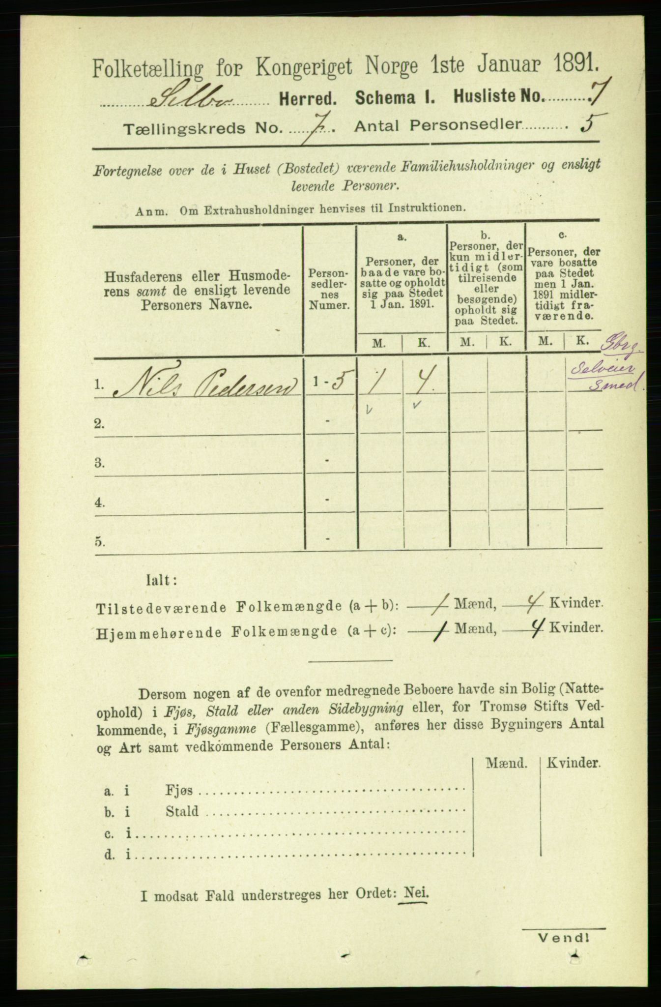 RA, 1891 census for 1664 Selbu, 1891, p. 2527