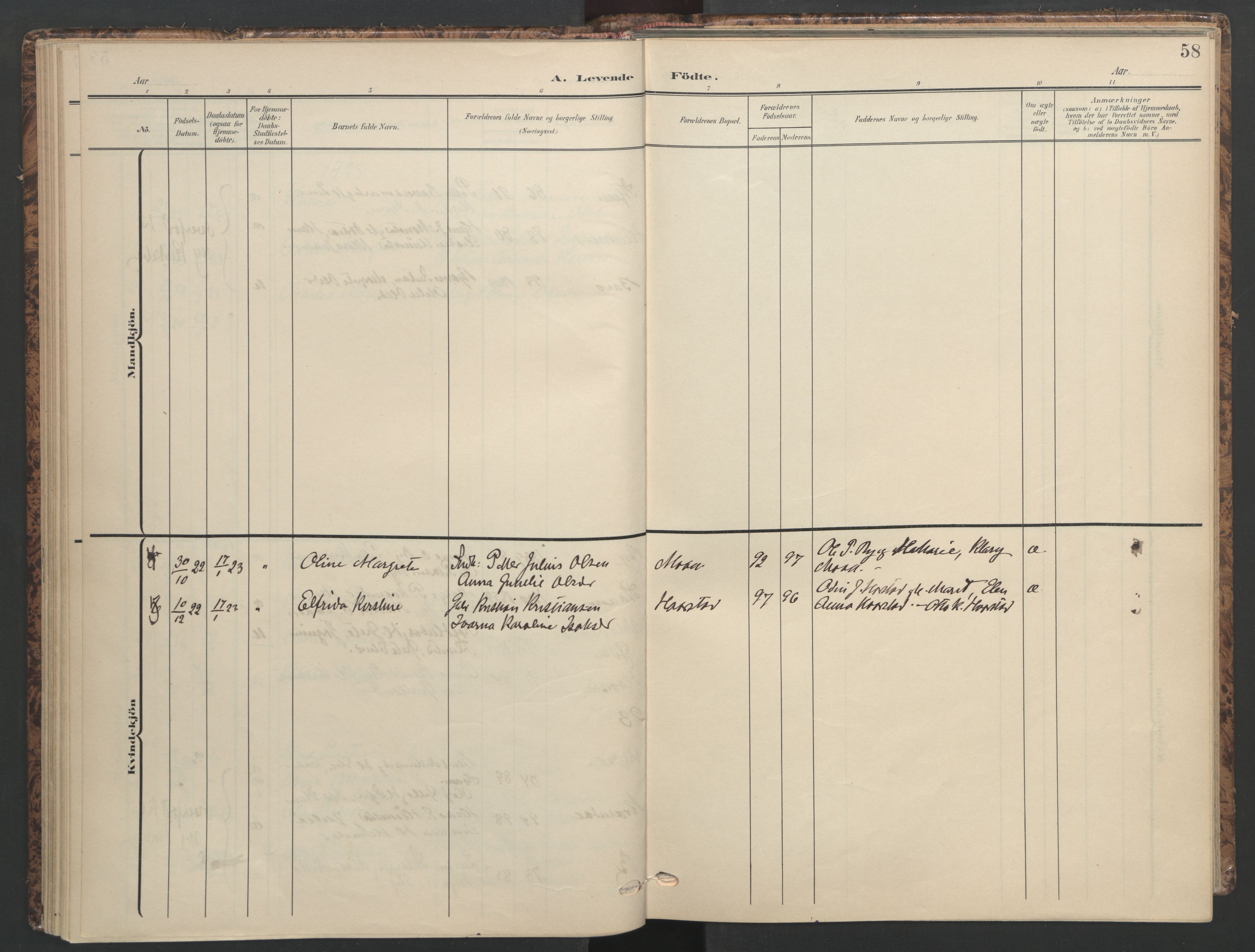 Ministerialprotokoller, klokkerbøker og fødselsregistre - Sør-Trøndelag, AV/SAT-A-1456/655/L0682: Parish register (official) no. 655A11, 1908-1922, p. 58