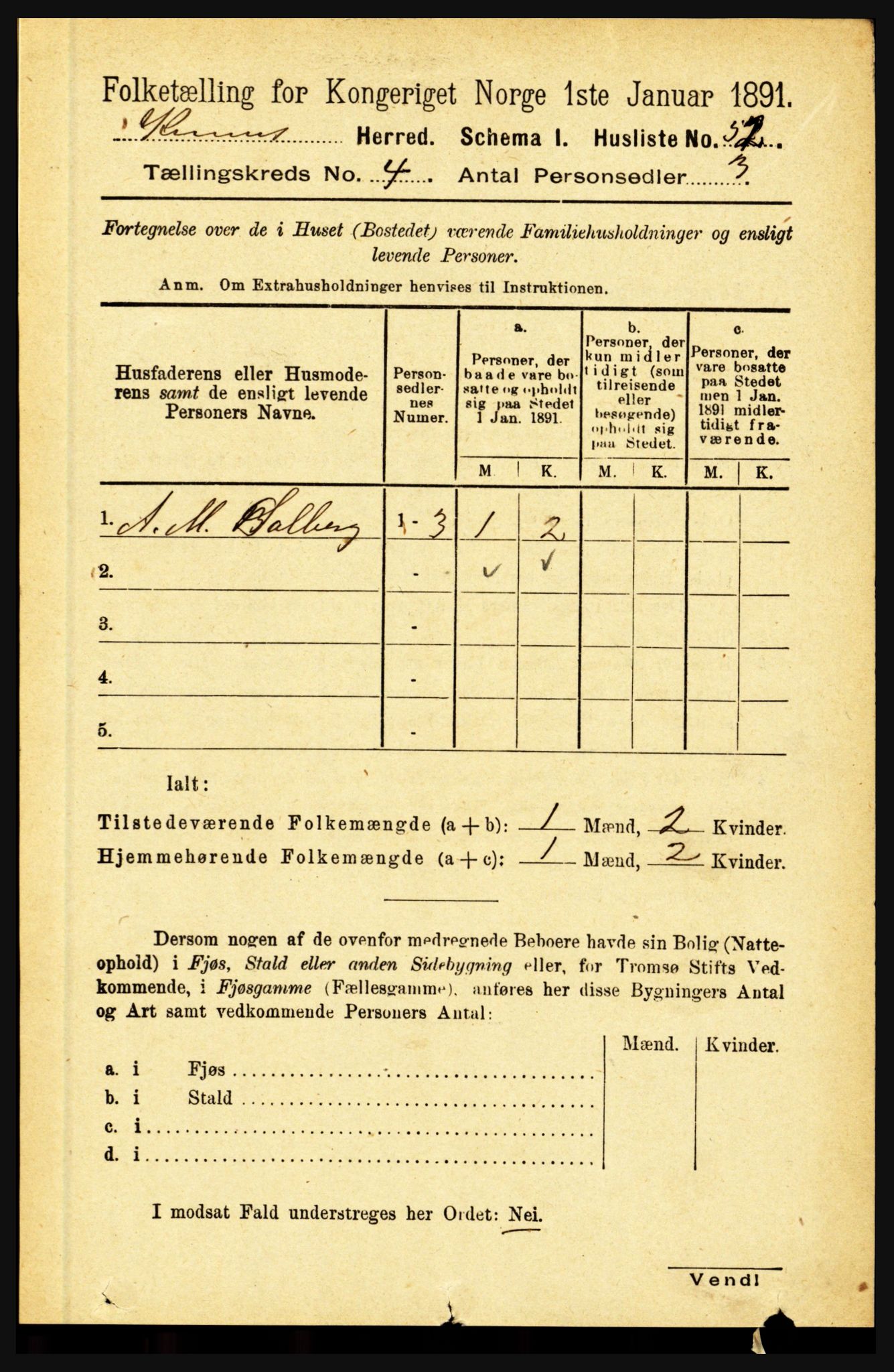 RA, 1891 census for 1437 Kinn, 1891, p. 1307