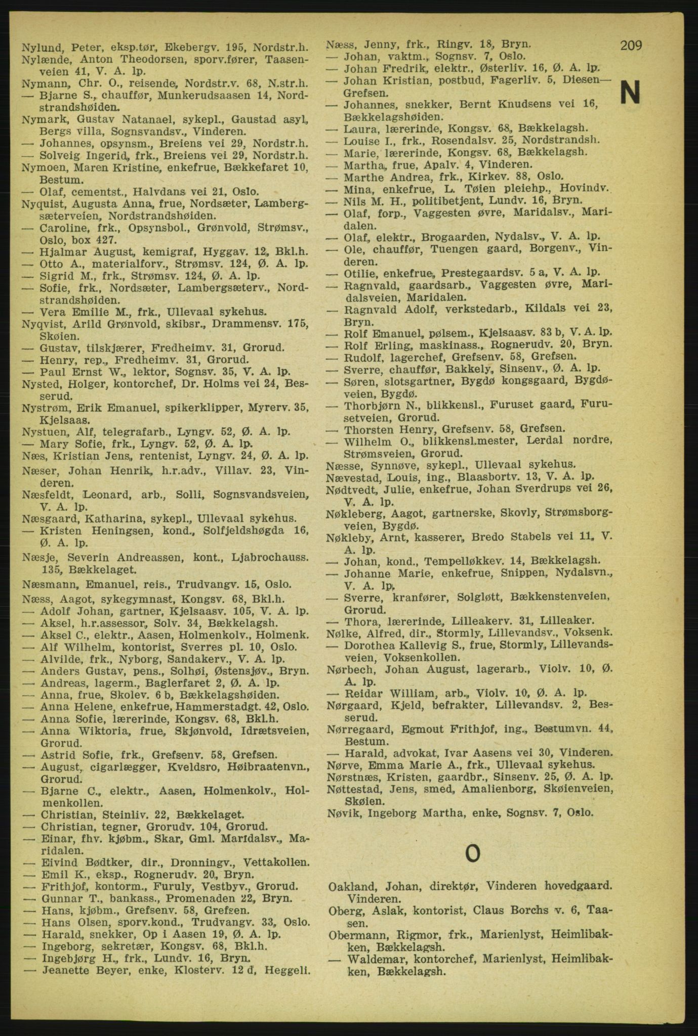 Aker adressebok/adressekalender, PUBL/001/A/004: Aker adressebok, 1929, p. 209