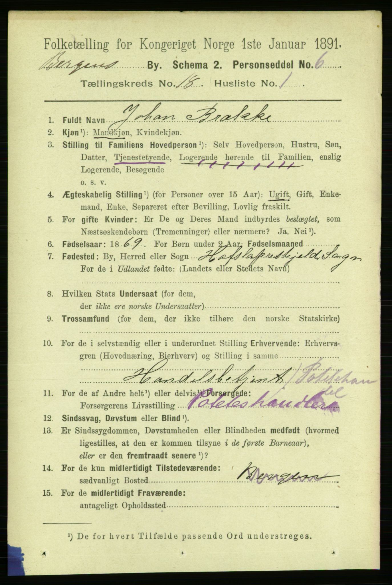 RA, 1891 Census for 1301 Bergen, 1891, p. 26059