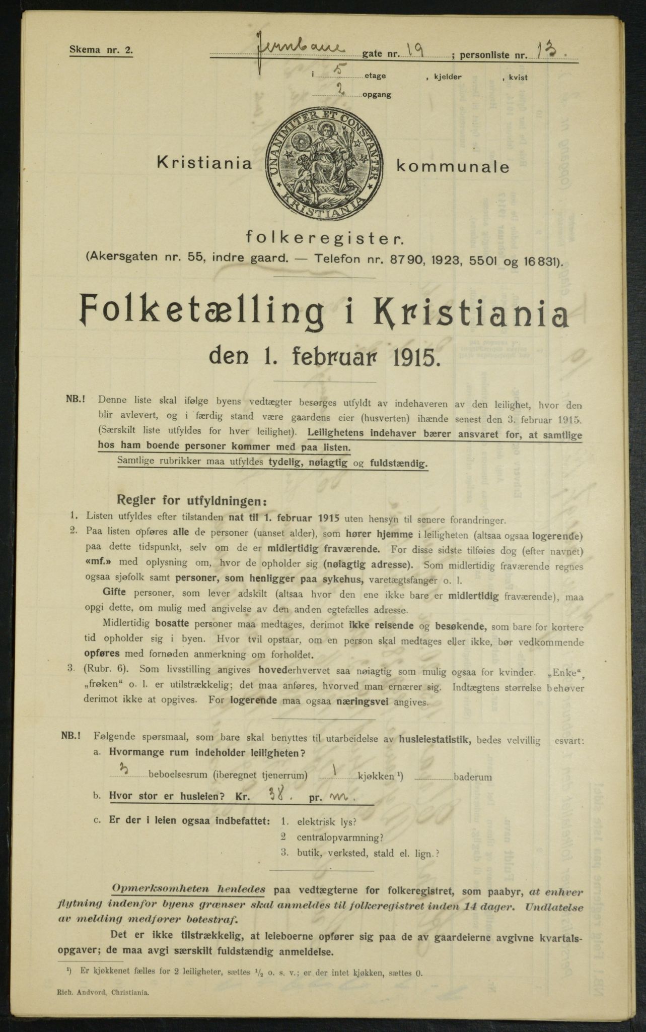 OBA, Municipal Census 1915 for Kristiania, 1915, p. 46387