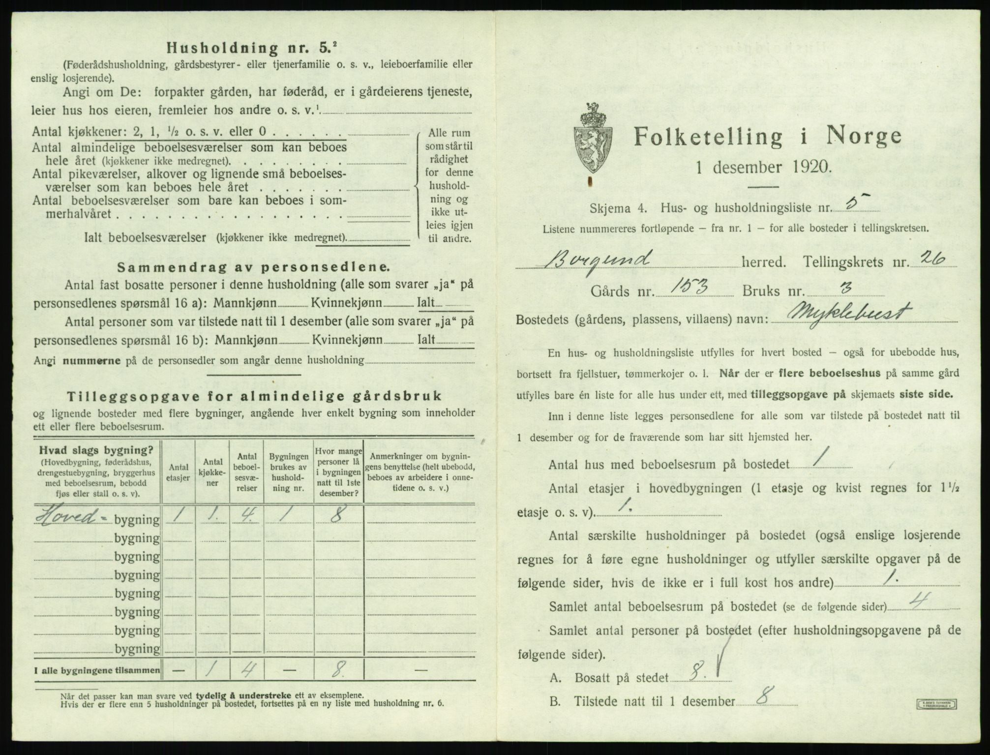 SAT, 1920 census for Borgund, 1920, p. 2094