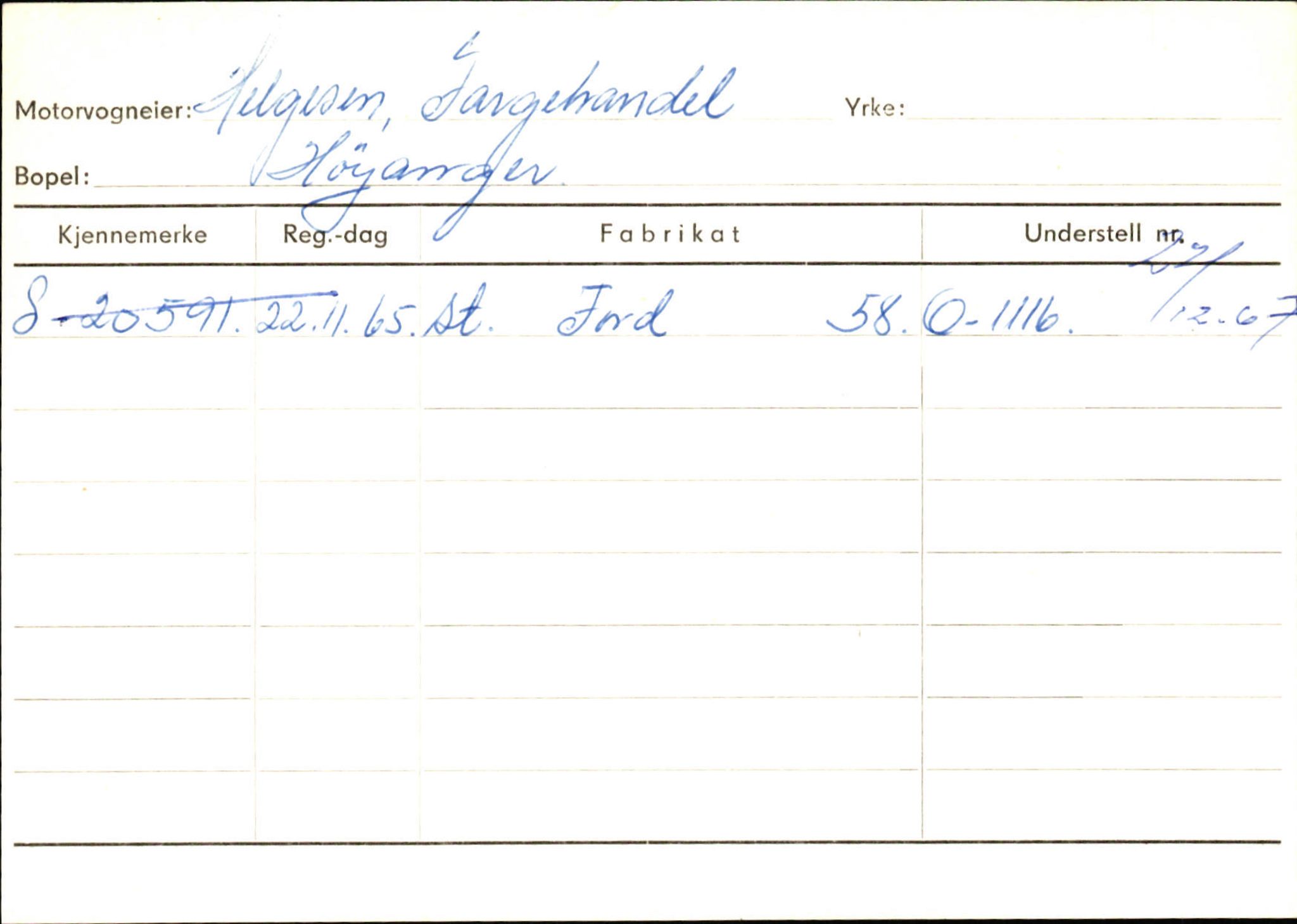 Statens vegvesen, Sogn og Fjordane vegkontor, SAB/A-5301/4/F/L0130: Eigarregister Eid T-Å. Høyanger A-O, 1945-1975, p. 1343