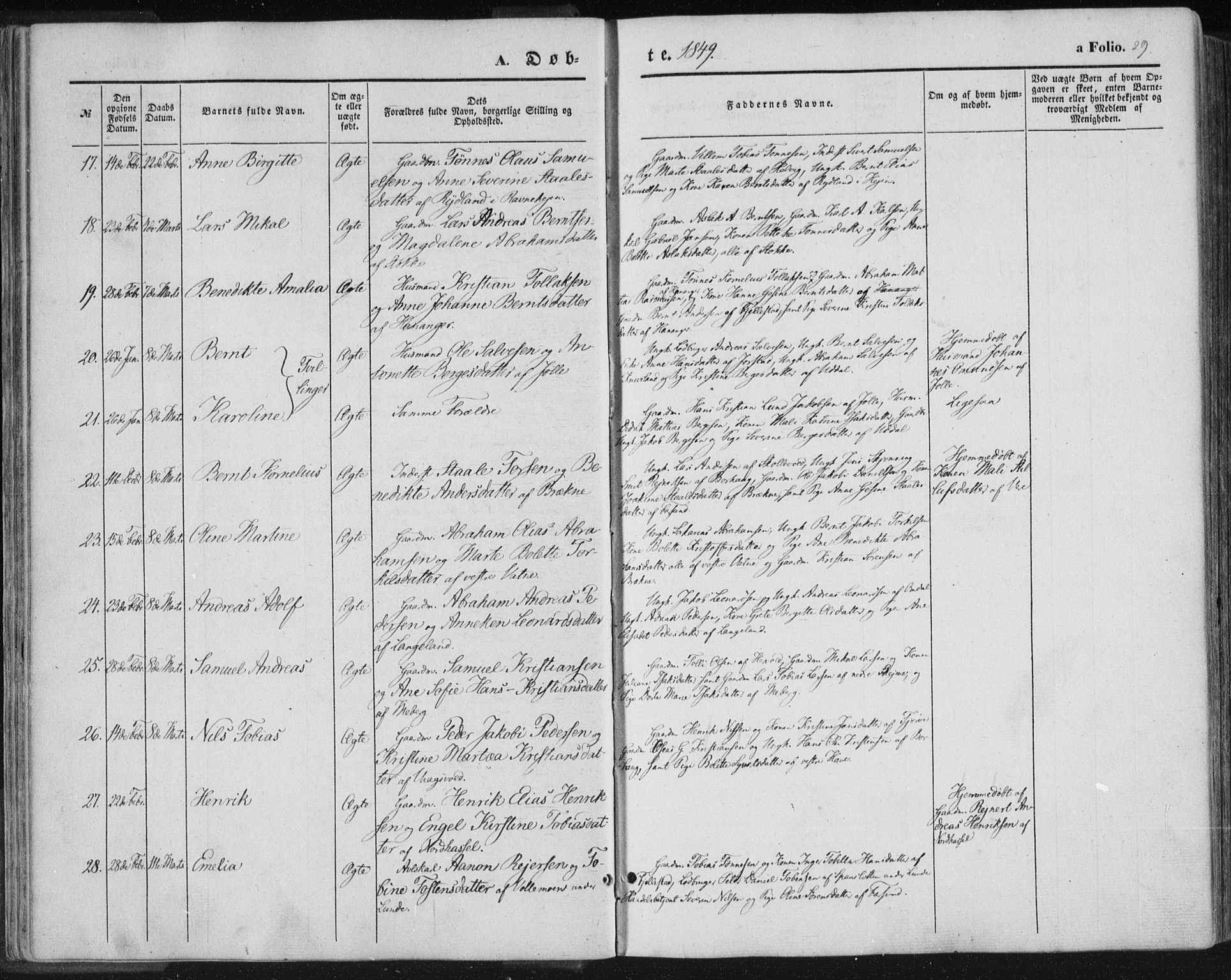 Lista sokneprestkontor, AV/SAK-1111-0027/F/Fa/L0010: Parish register (official) no. A 10, 1846-1861, p. 29