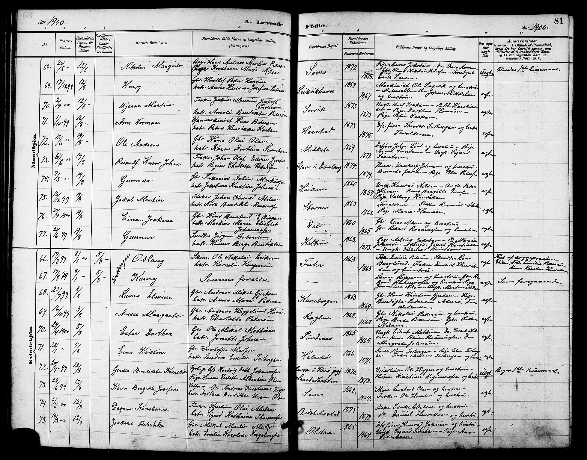 Trondenes sokneprestkontor, AV/SATØ-S-1319/H/Hb/L0011klokker: Parish register (copy) no. 11, 1891-1906, p. 81