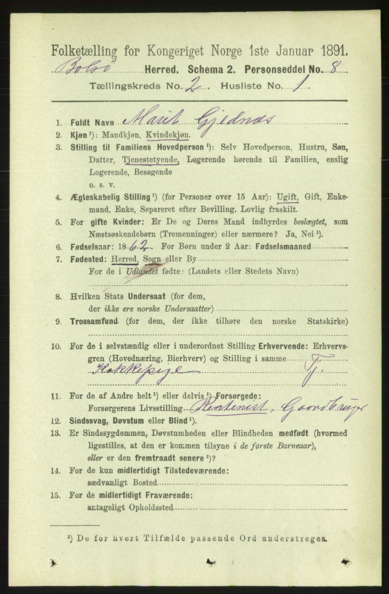 RA, 1891 census for 1544 Bolsøy, 1891, p. 994