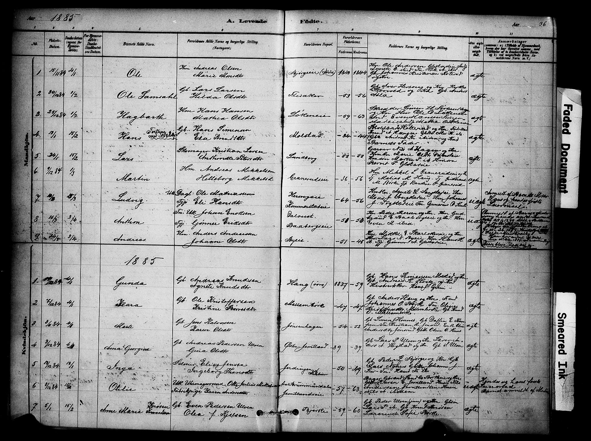 Ringsaker prestekontor, AV/SAH-PREST-014/K/Ka/L0014: Parish register (official) no. 14, 1879-1890, p. 36