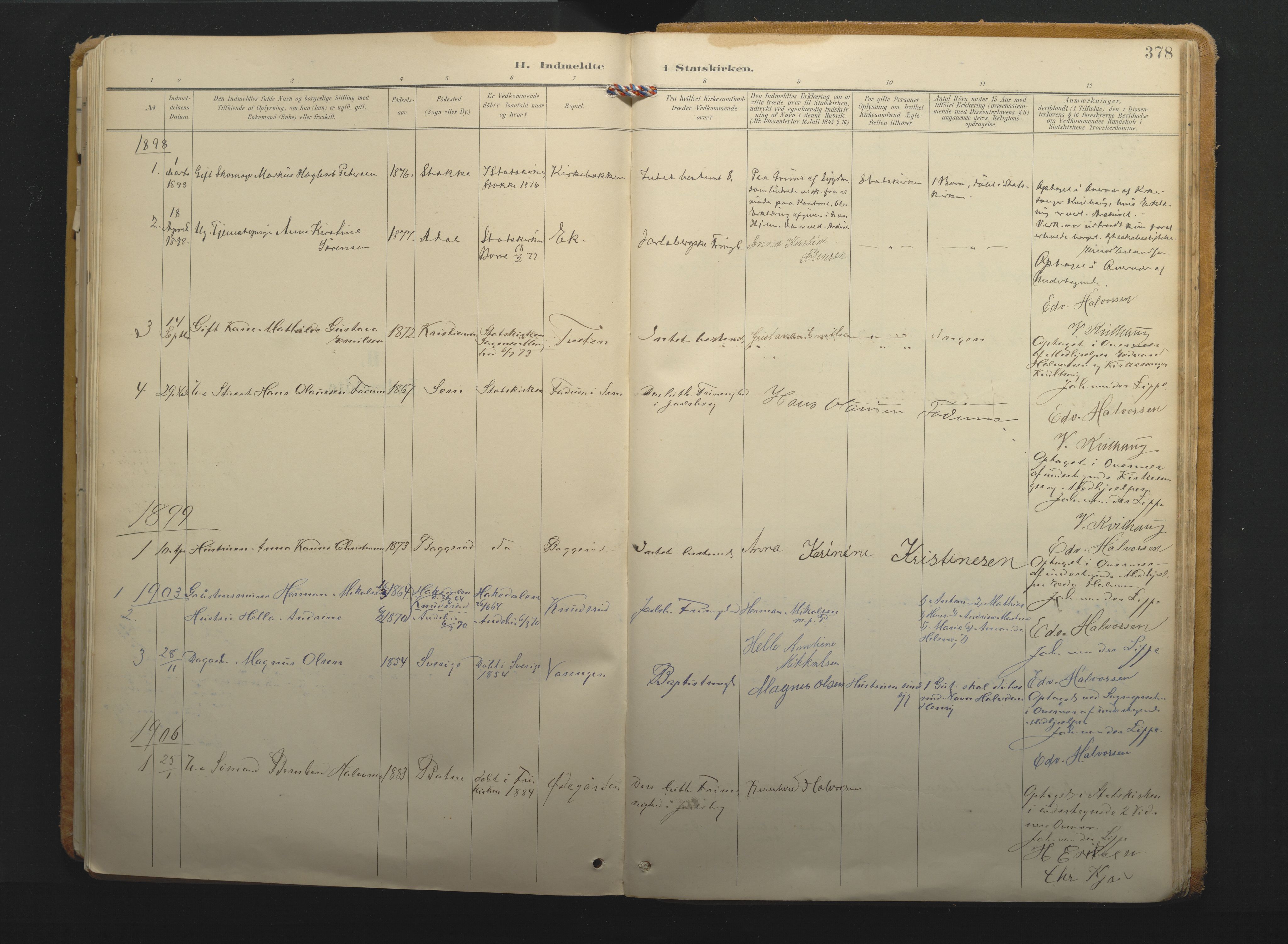 Borre kirkebøker, SAKO/A-338/F/Fa/L0011: Parish register (official) no. I 11, 1897-1921, p. 378