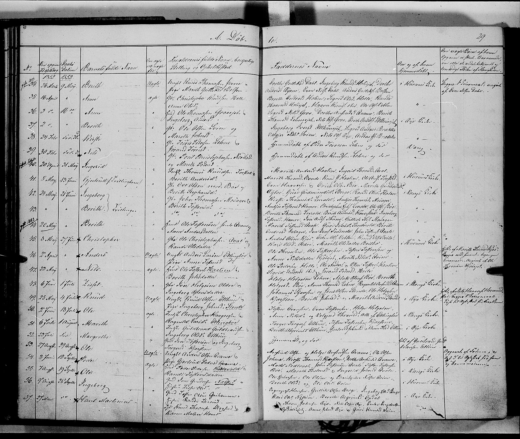 Vang prestekontor, Valdres, SAH/PREST-140/H/Ha/L0006: Parish register (official) no. 6, 1846-1864, p. 29