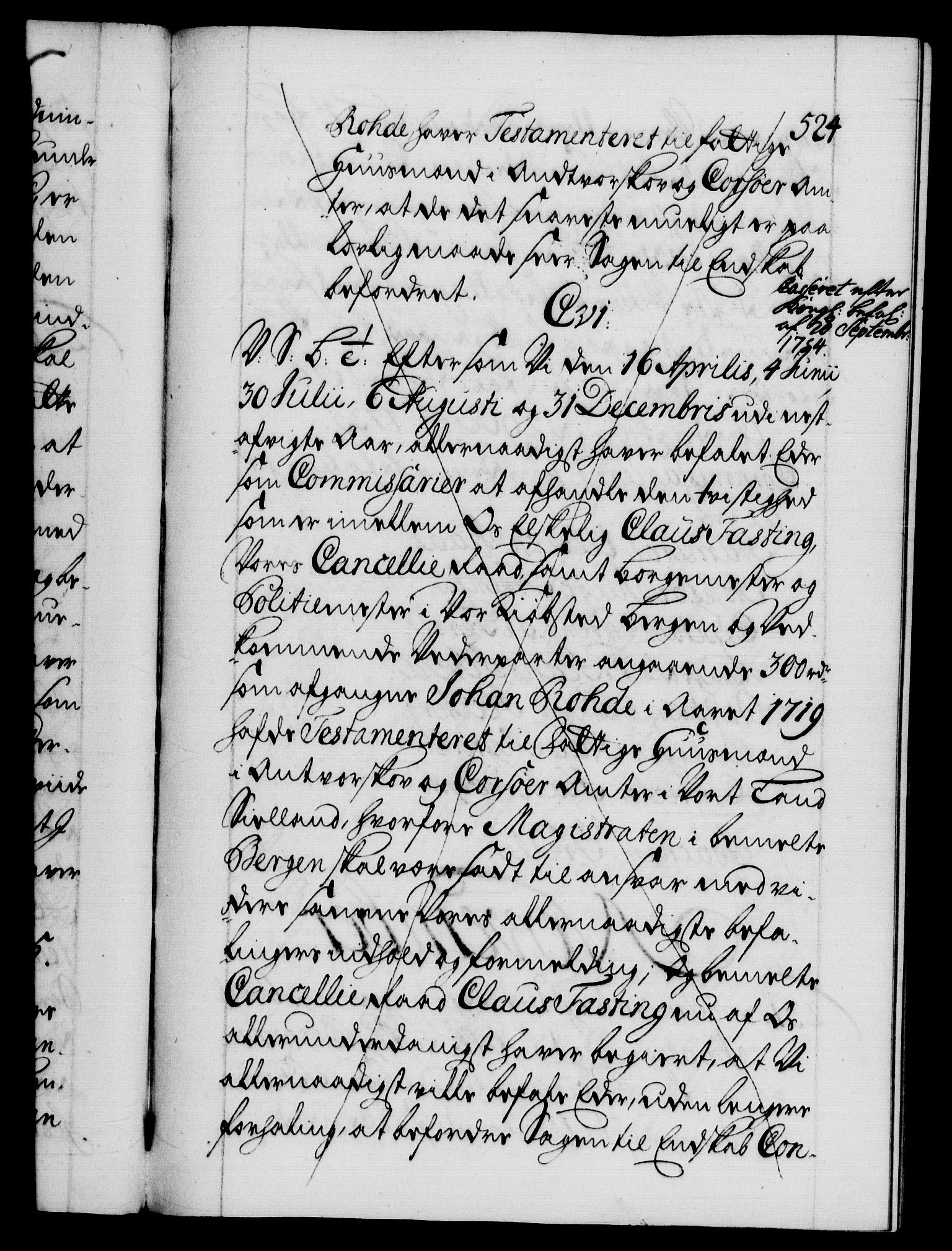 Danske Kanselli 1572-1799, RA/EA-3023/F/Fc/Fca/Fcab/L0026: Norske tegnelser, 1734-1735, p. 524a