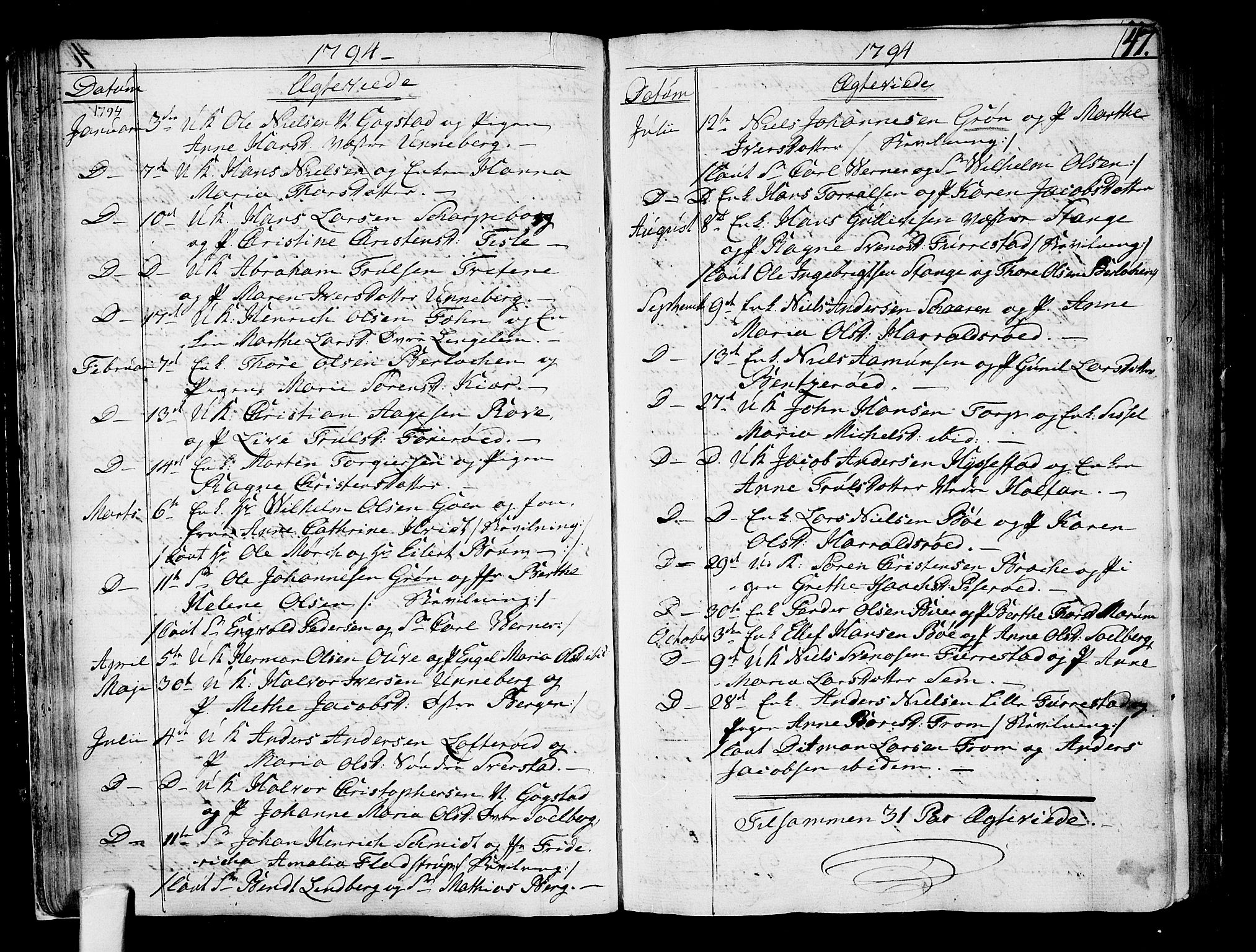 Sandar kirkebøker, SAKO/A-243/F/Fa/L0003: Parish register (official) no. 3, 1789-1814, p. 47