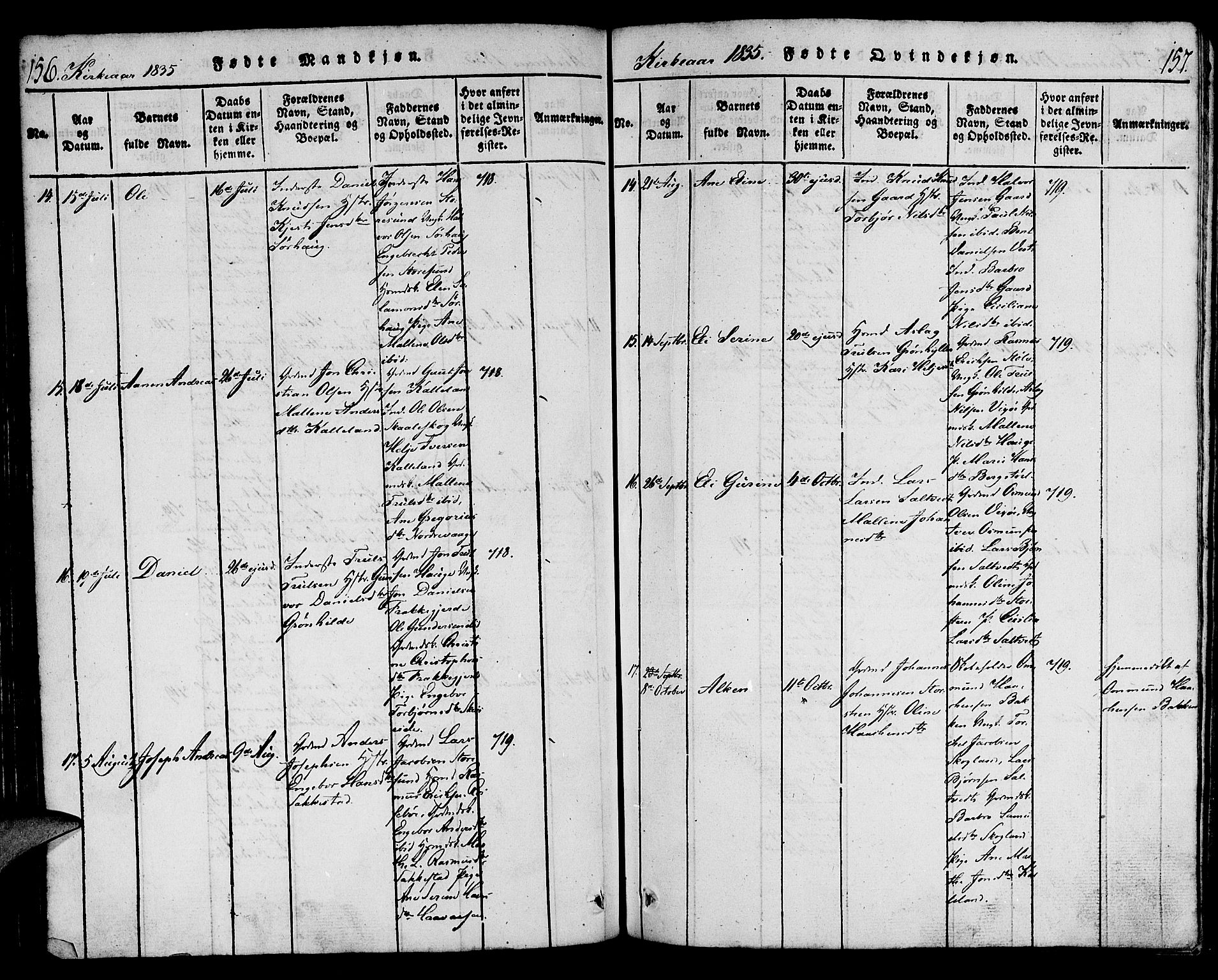 Torvastad sokneprestkontor, AV/SAST-A -101857/H/Ha/Haa/L0004: Parish register (official) no. A 4, 1817-1836, p. 156-157