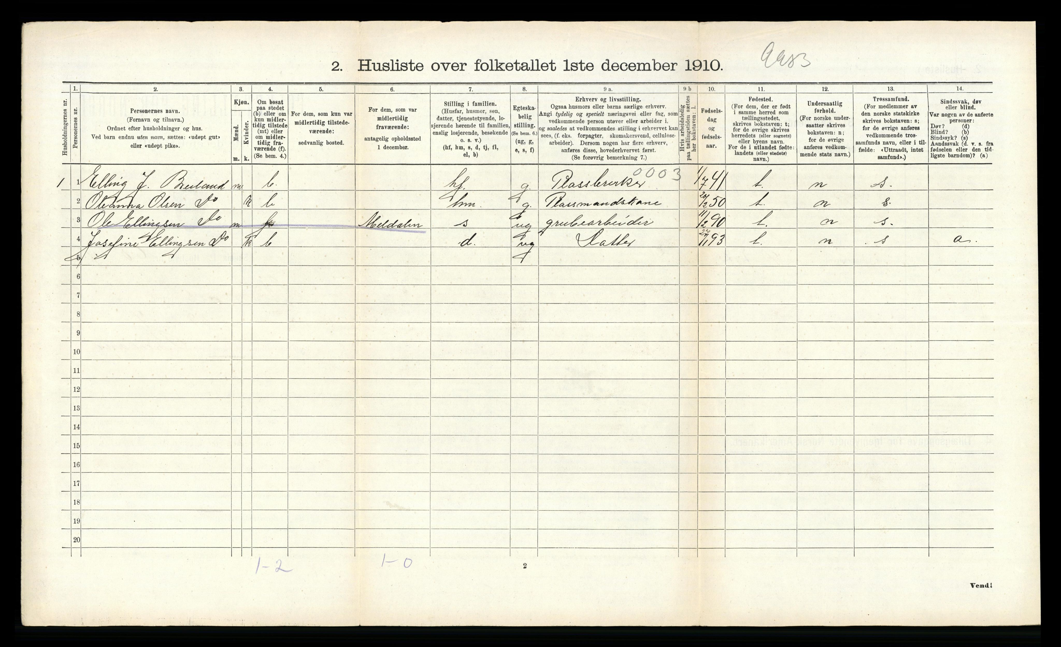 RA, 1910 census for Stamnes, 1910, p. 781