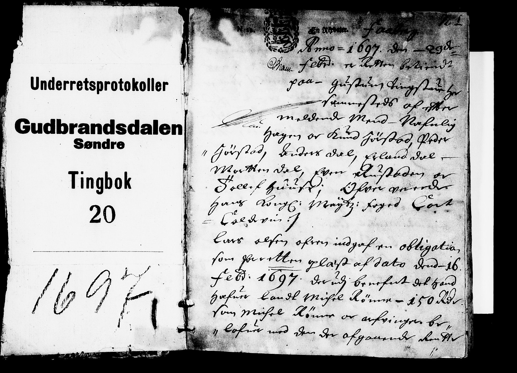 Sorenskriverier i Gudbrandsdalen, SAH/TING-036/G/Gb/Gbb/L0020: Tingbok - Sør-Gudbrandsdal, 1697, p. 0b-1a