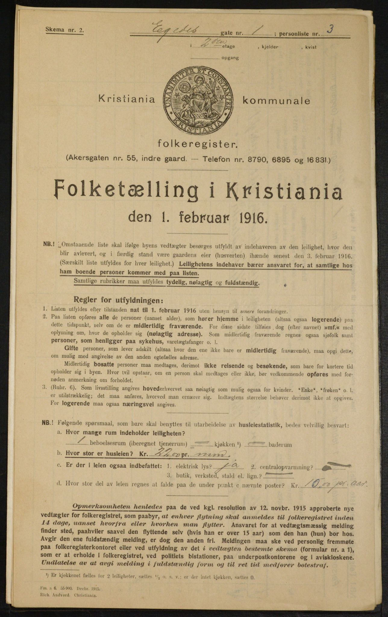 OBA, Municipal Census 1916 for Kristiania, 1916, p. 18951