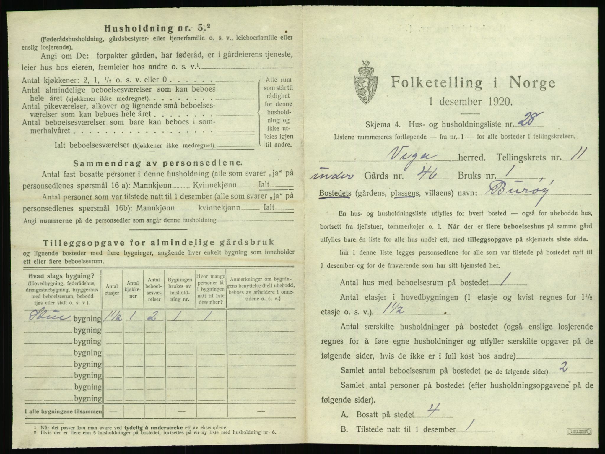 SAT, 1920 census for Vega, 1920, p. 941