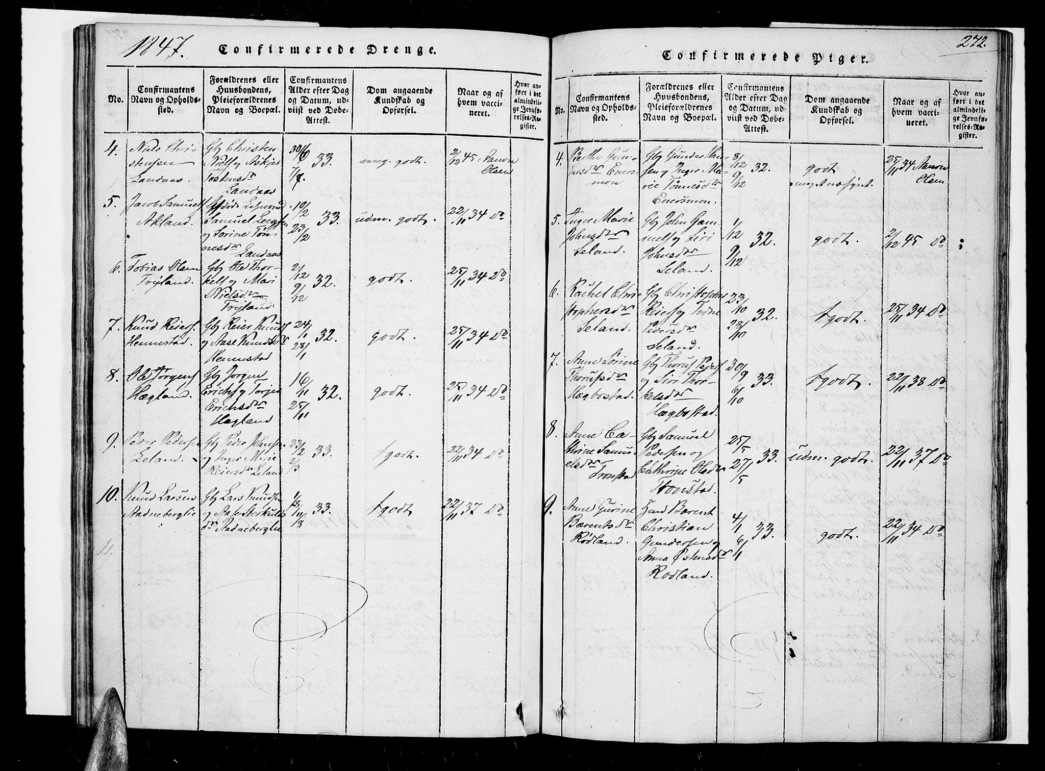 Nord-Audnedal sokneprestkontor, SAK/1111-0032/F/Fa/Fab/L0001: Parish register (official) no. A 1, 1816-1858, p. 272