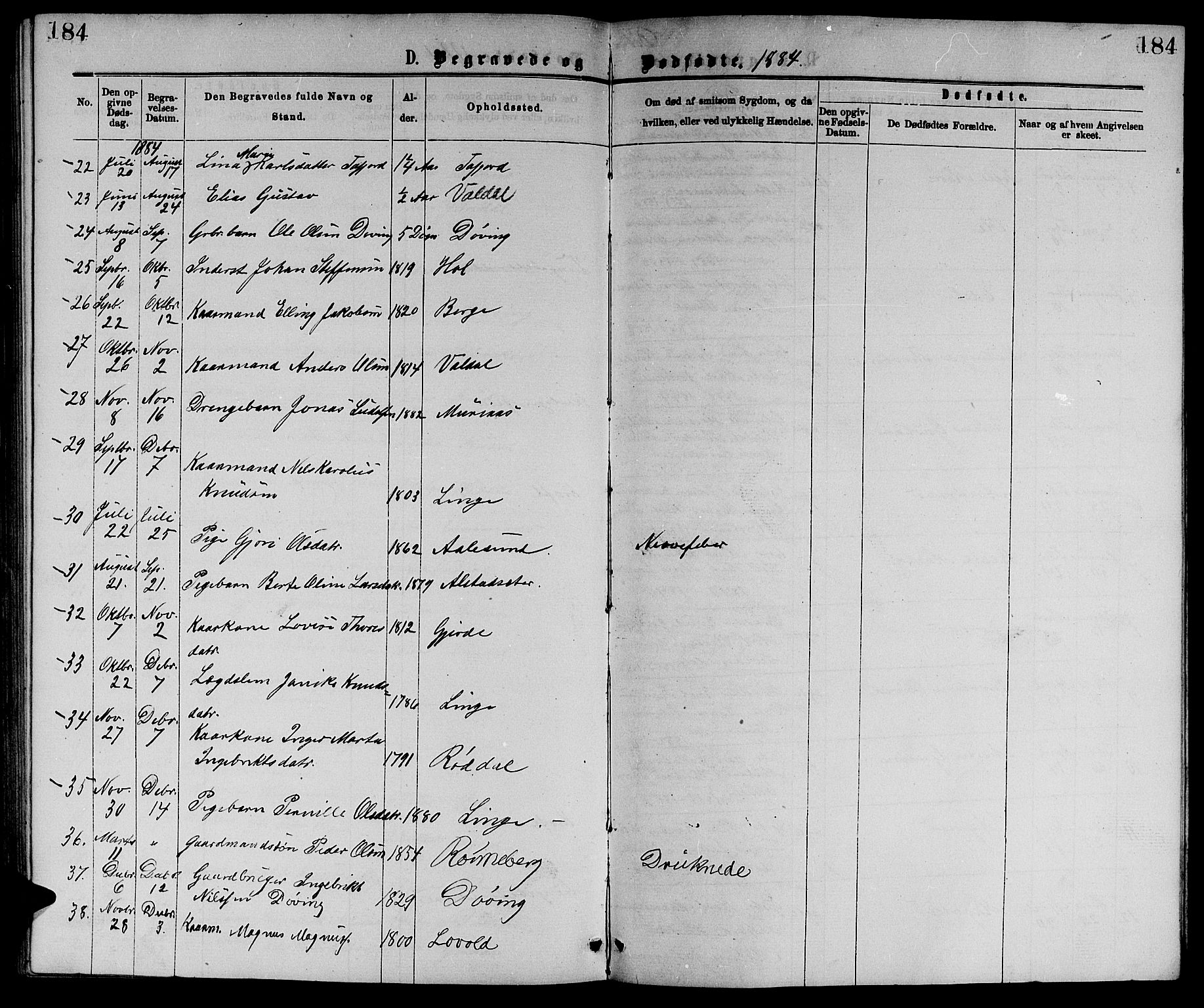Ministerialprotokoller, klokkerbøker og fødselsregistre - Møre og Romsdal, SAT/A-1454/519/L0262: Parish register (copy) no. 519C03, 1866-1884, p. 184