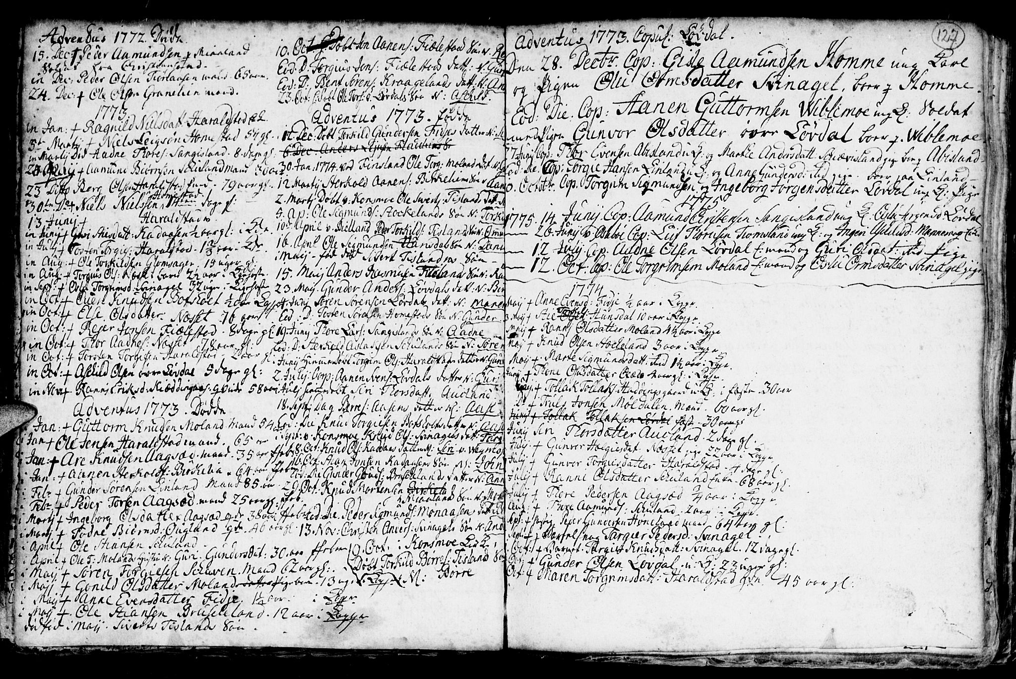 Holum sokneprestkontor, SAK/1111-0022/F/Fb/Fba/L0001: Parish register (copy) no. B 1 /3, 1770-1802, p. 127