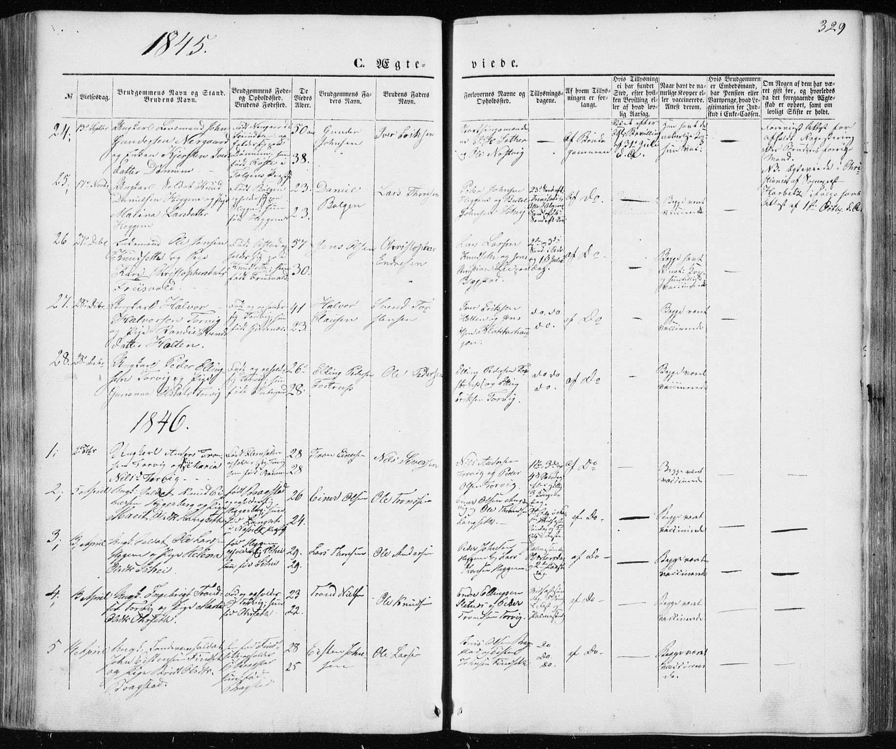 Ministerialprotokoller, klokkerbøker og fødselsregistre - Møre og Romsdal, SAT/A-1454/586/L0984: Parish register (official) no. 586A10, 1844-1856, p. 329