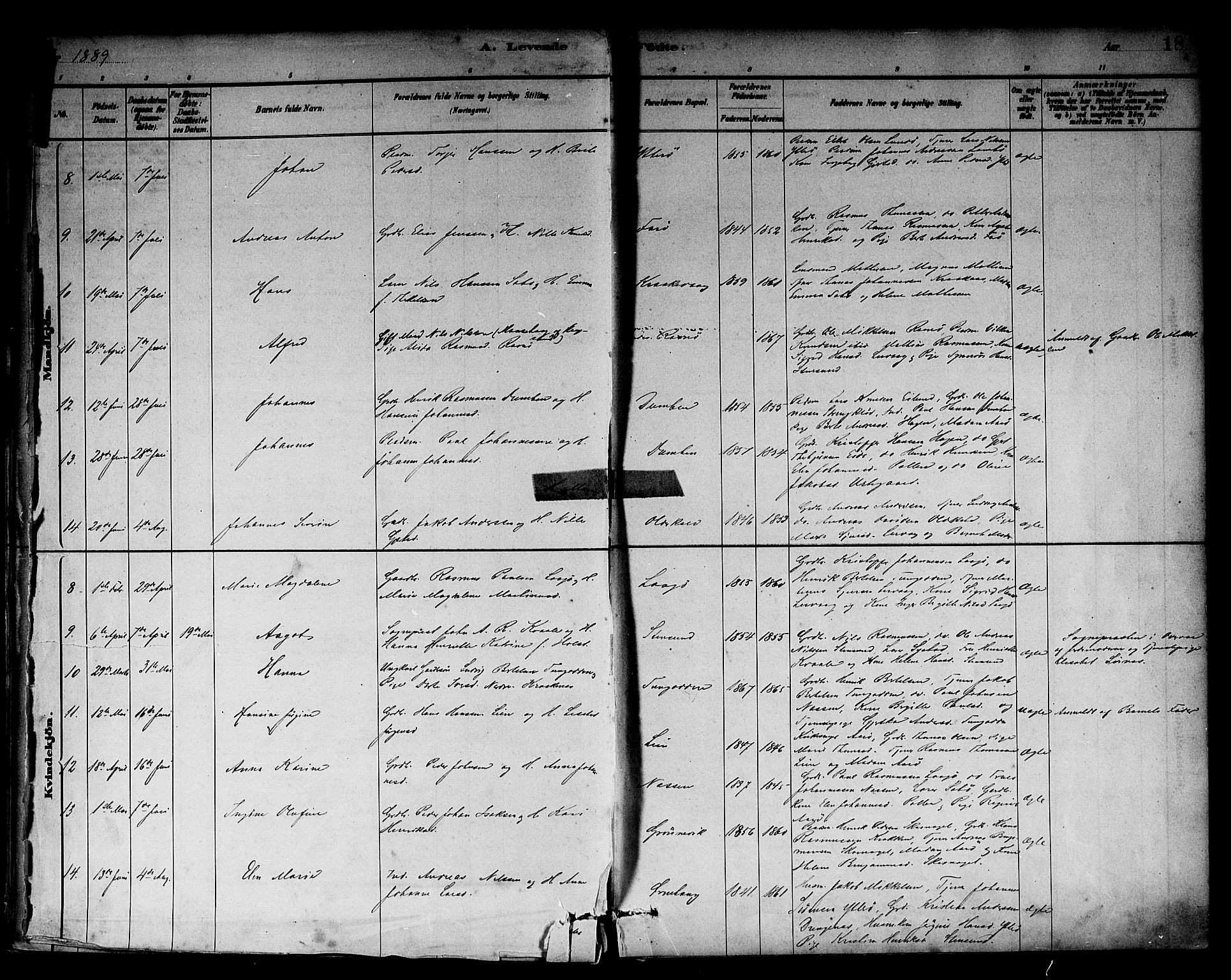 Solund sokneprestembete, SAB/A-81401: Parish register (official) no. A 1, 1881-1902, p. 18