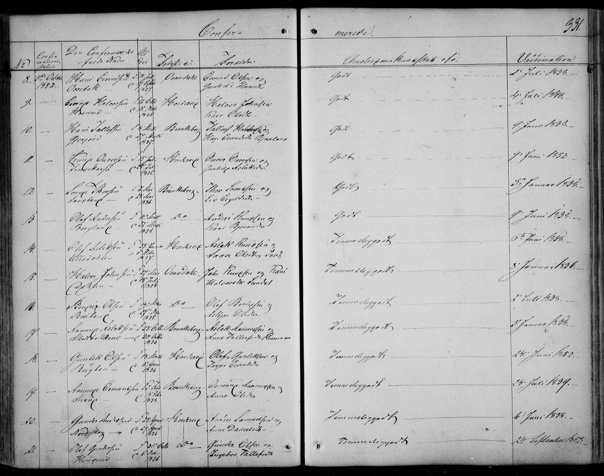 Kviteseid kirkebøker, SAKO/A-276/F/Fa/L0006: Parish register (official) no. I 6, 1836-1858, p. 331