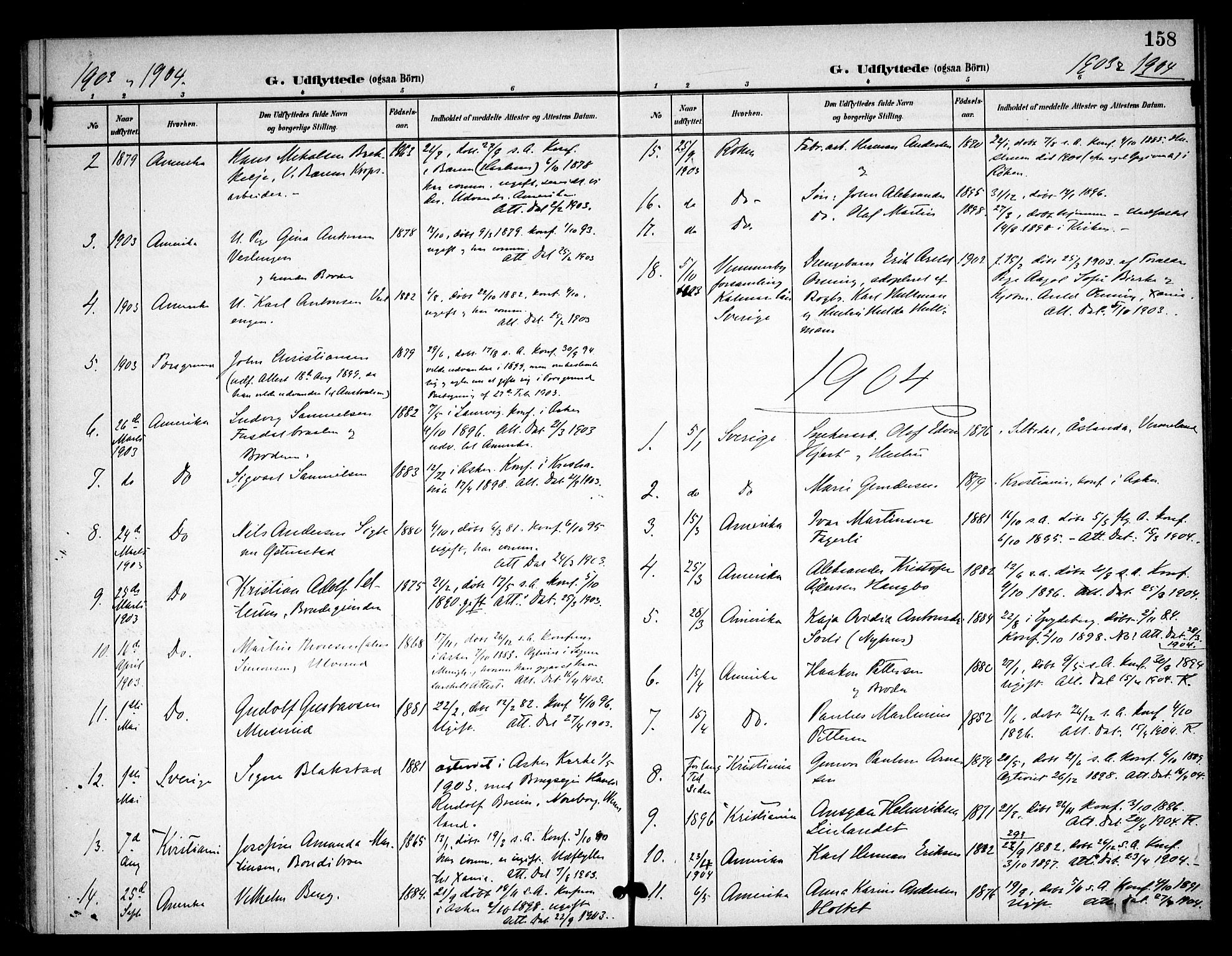 Asker prestekontor Kirkebøker, SAO/A-10256a/F/Fa/L0016: Parish register (official) no. I 16, 1900-1917, p. 158