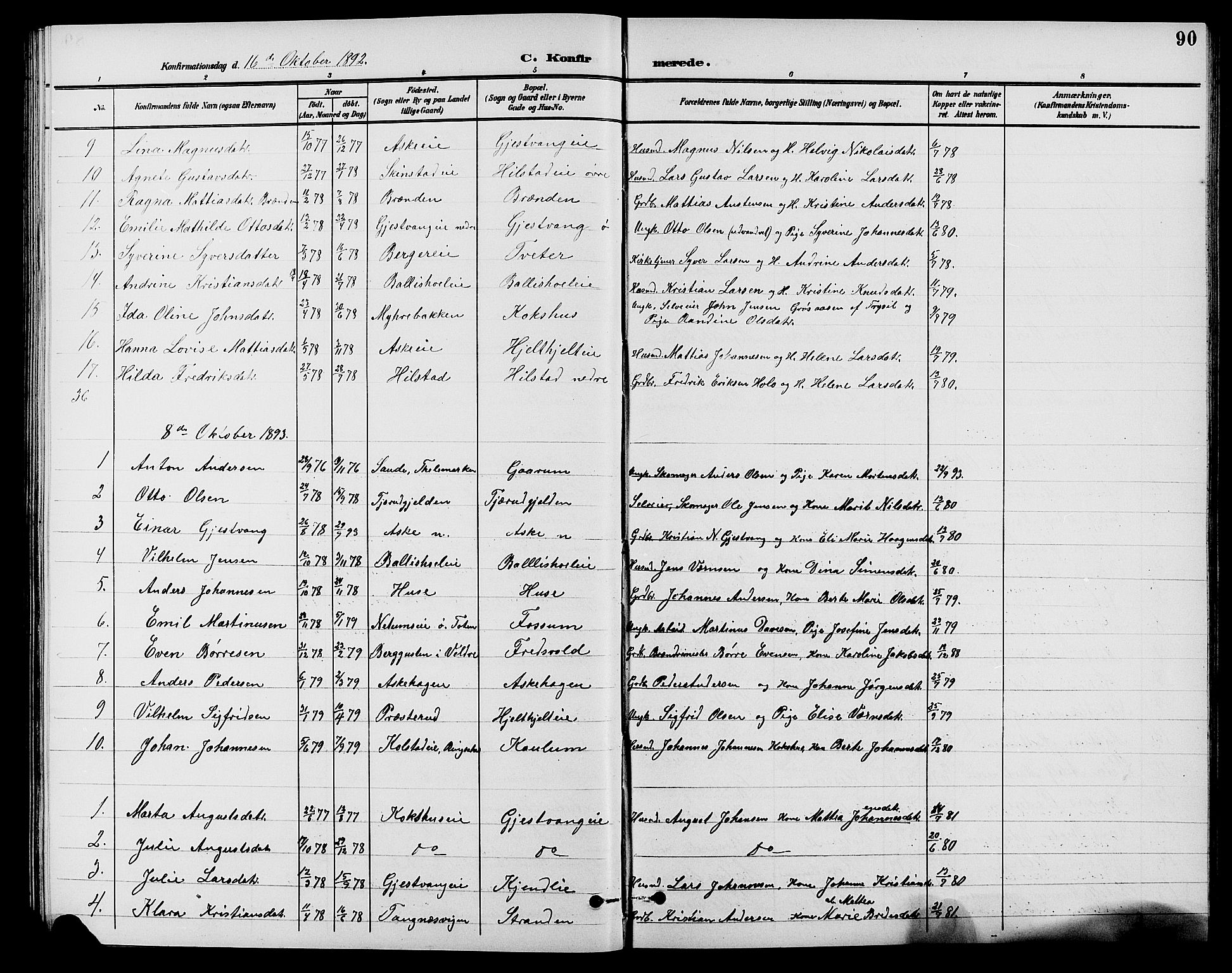 Nes prestekontor, Hedmark, AV/SAH-PREST-020/L/La/L0007: Parish register (copy) no. 7, 1892-1912, p. 90