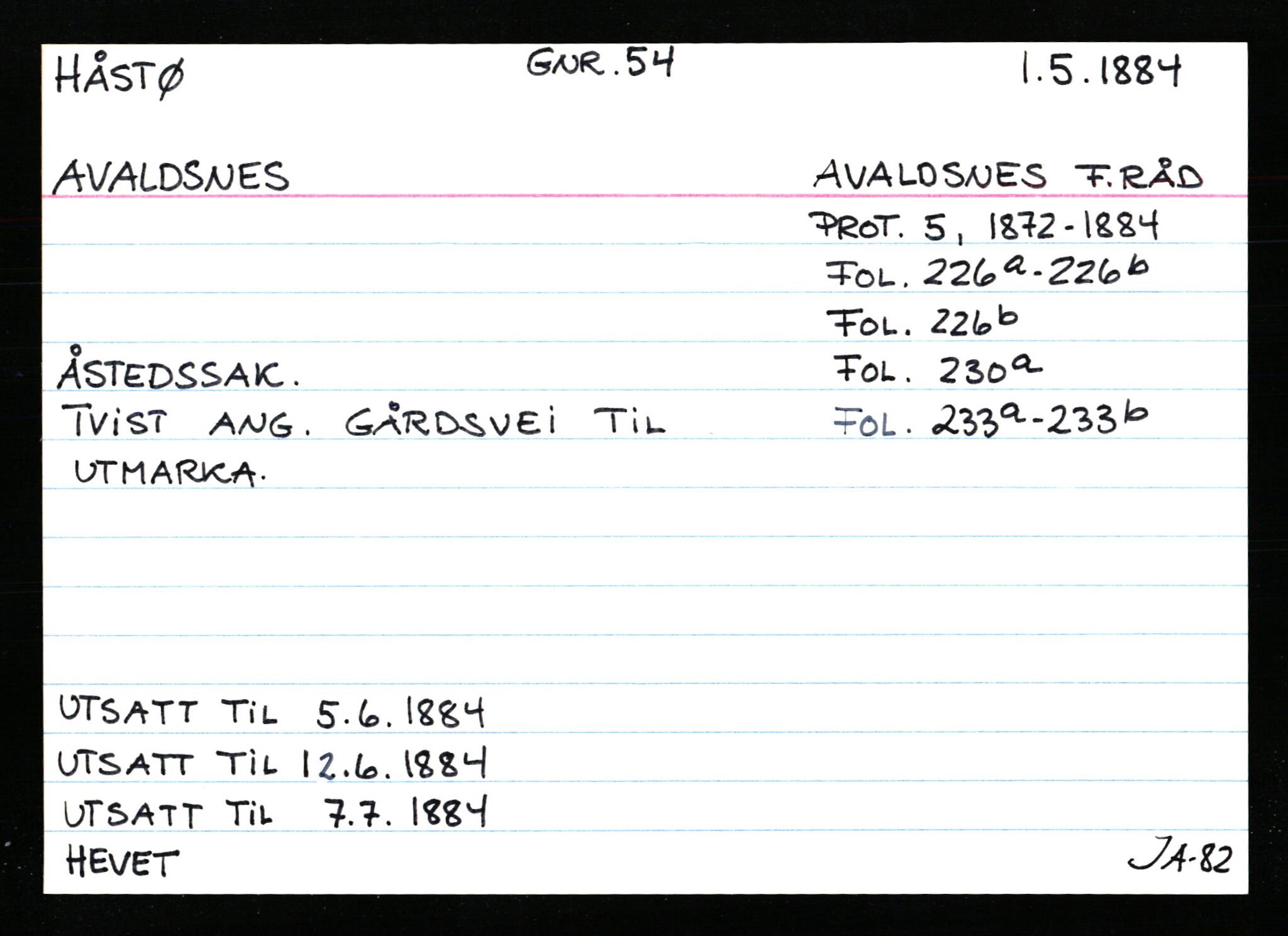 Statsarkivet i Stavanger, AV/SAST-A-101971/03/Y/Ym/L0028: Åstedskort sortert etter gårdsnavn: Hølleland - Ikdal, 1600-1950, p. 532
