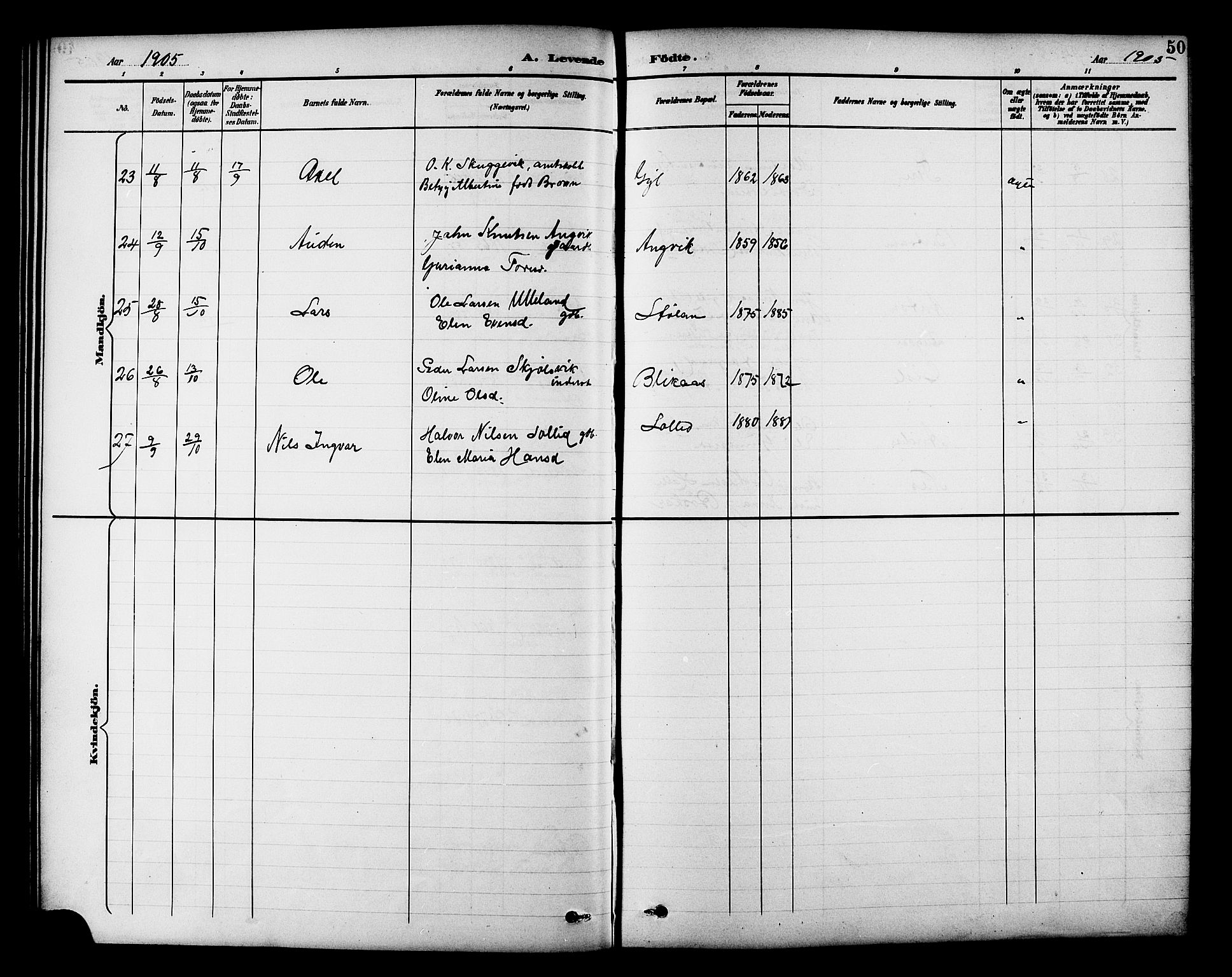 Ministerialprotokoller, klokkerbøker og fødselsregistre - Møre og Romsdal, AV/SAT-A-1454/586/L0992: Parish register (copy) no. 586C03, 1892-1909, p. 50