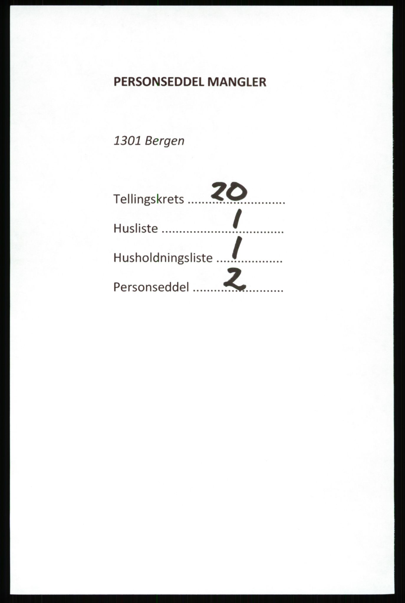 SAB, 1920 census for Bergen, 1920, p. 83330