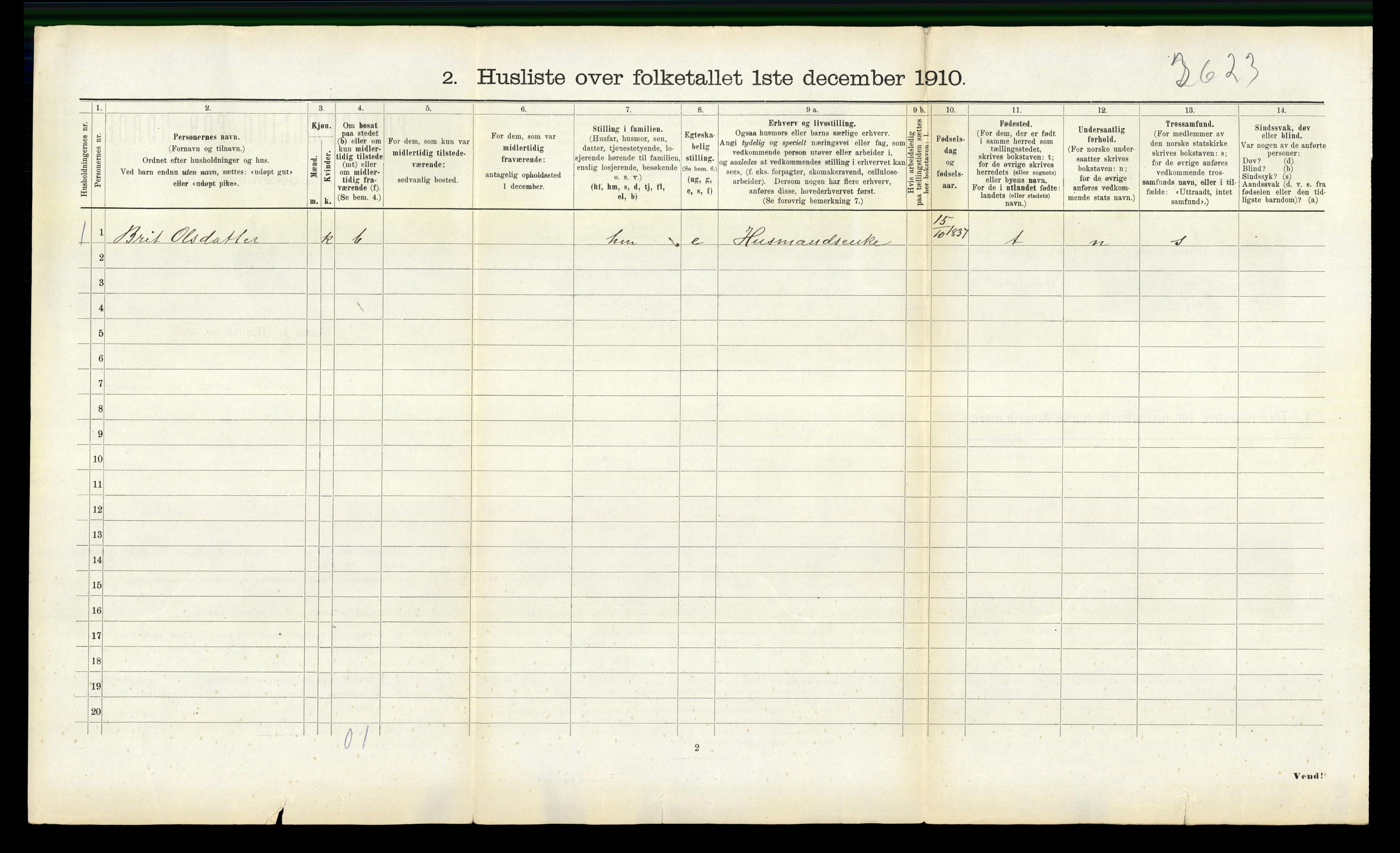 RA, 1910 census for Eresfjord og Vistdal, 1910, p. 94